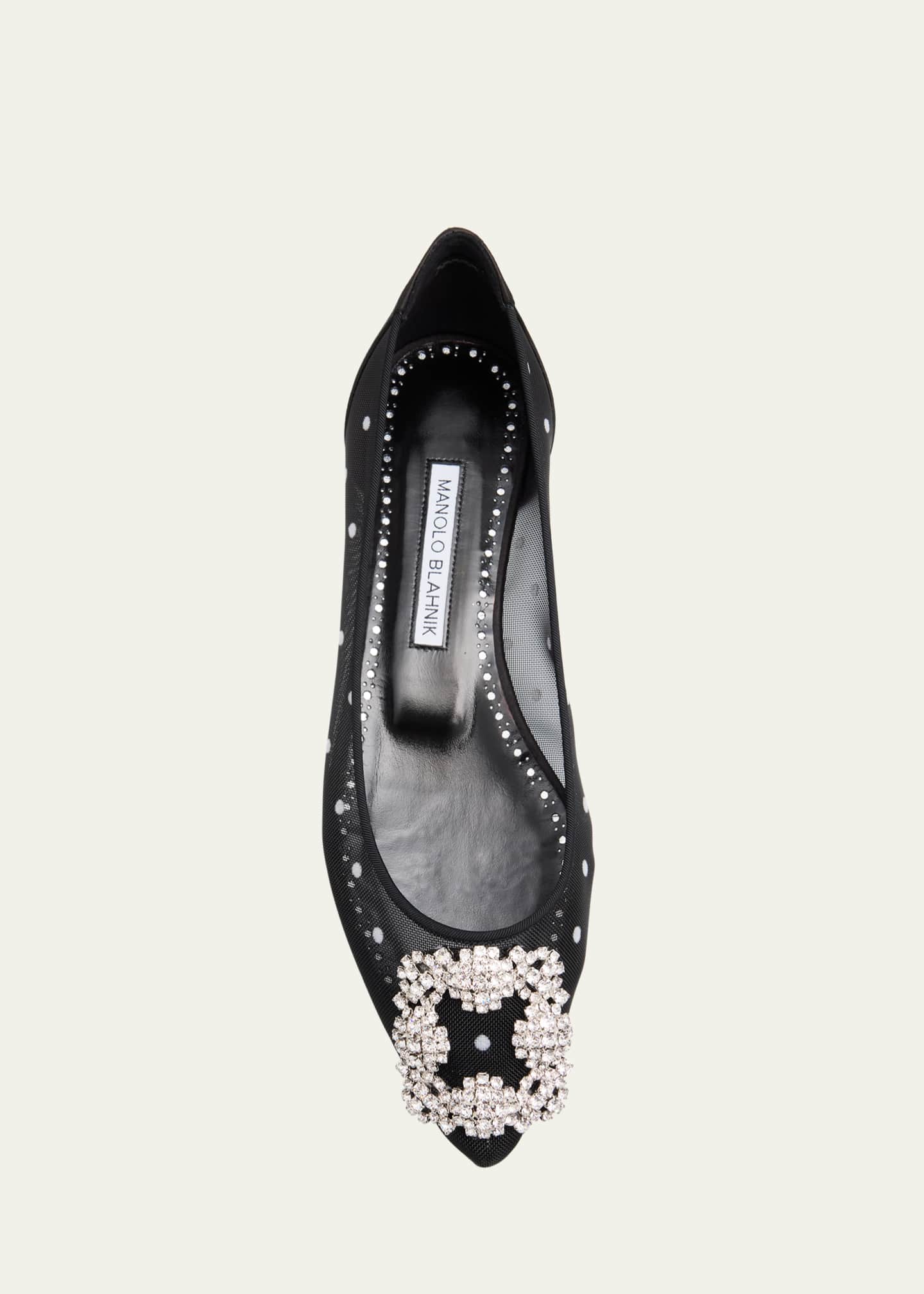 Manolo Blahnik Hangisi Polka-Dot Mesh Ballerina Flats Image 4 of 4