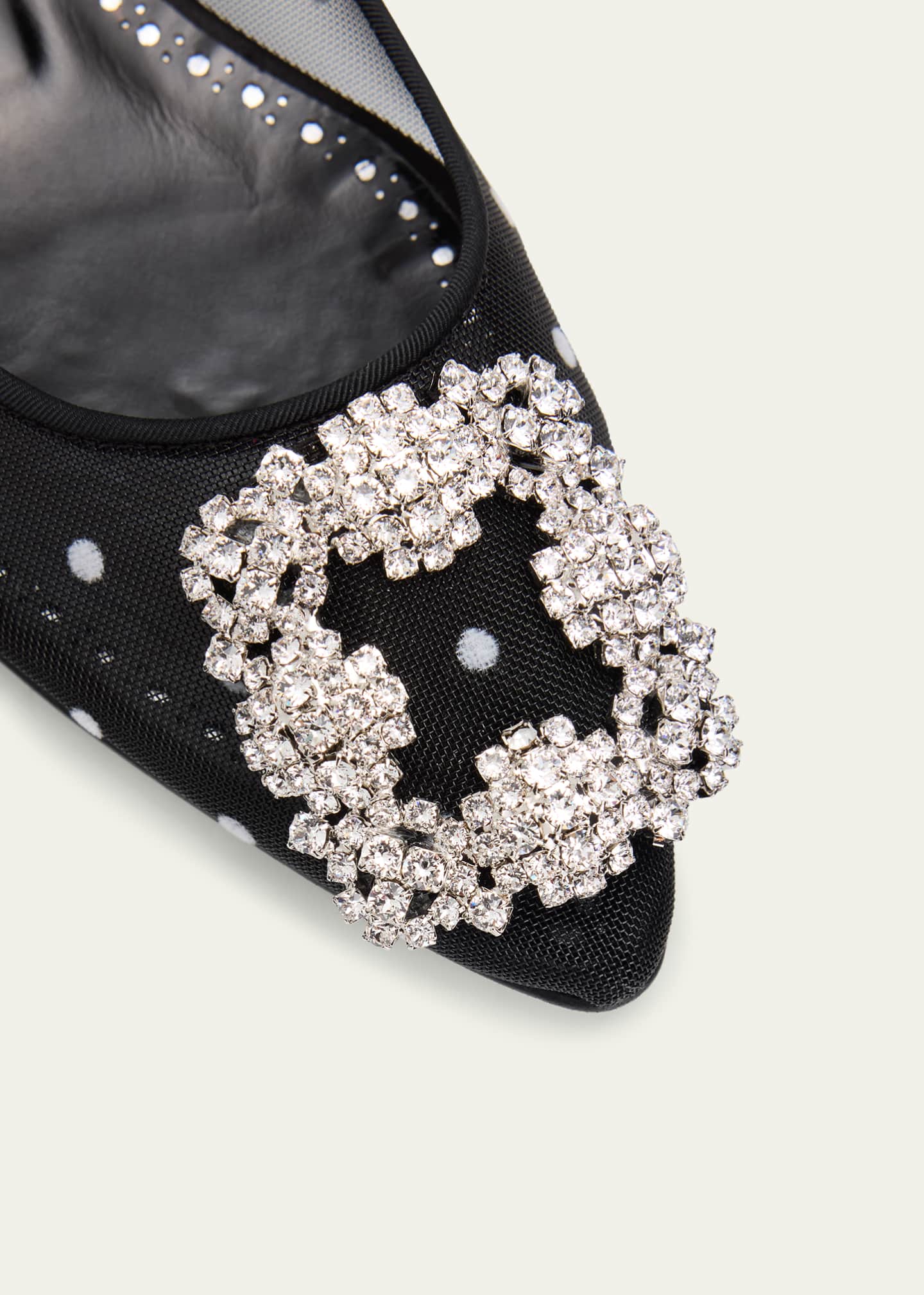 Manolo Blahnik Hangisi Polka-Dot Mesh Ballerina Flats Image 3 of 4