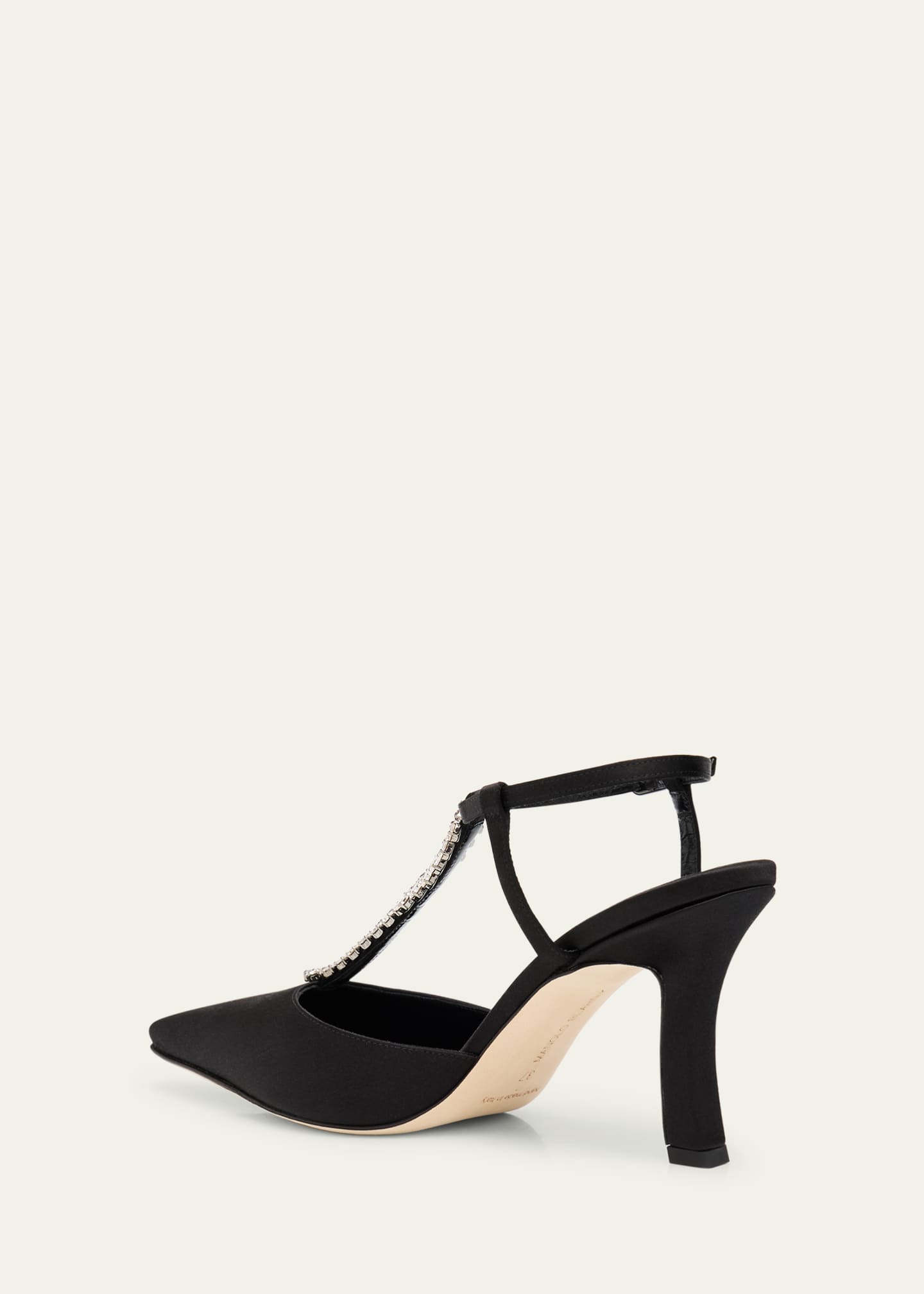 Manolo Blahnik Sufik Embellished Satin T-Strap Pumps Image 2 of 4