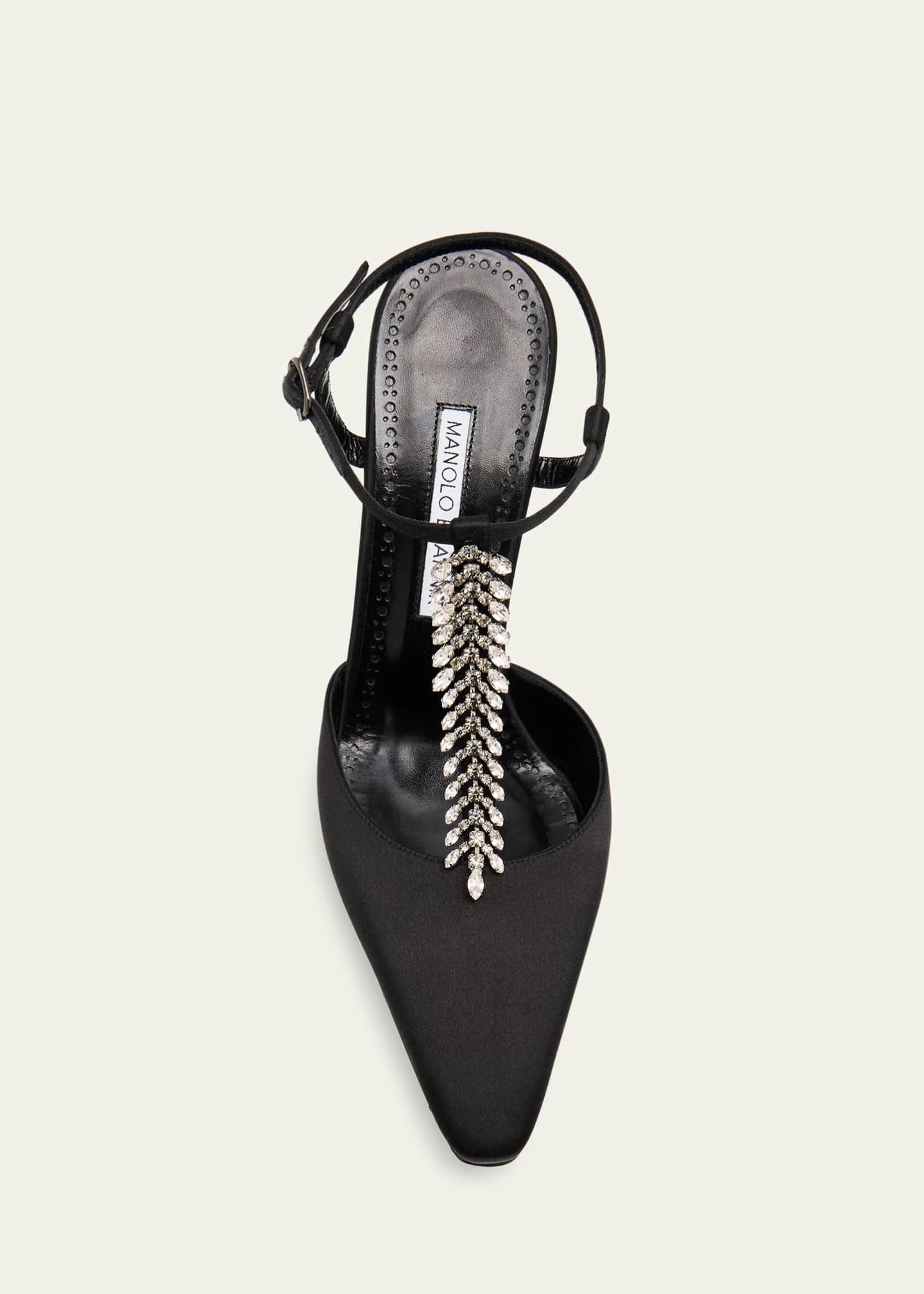 Manolo Blahnik Sufik Embellished Satin T-Strap Pumps Image 4 of 4