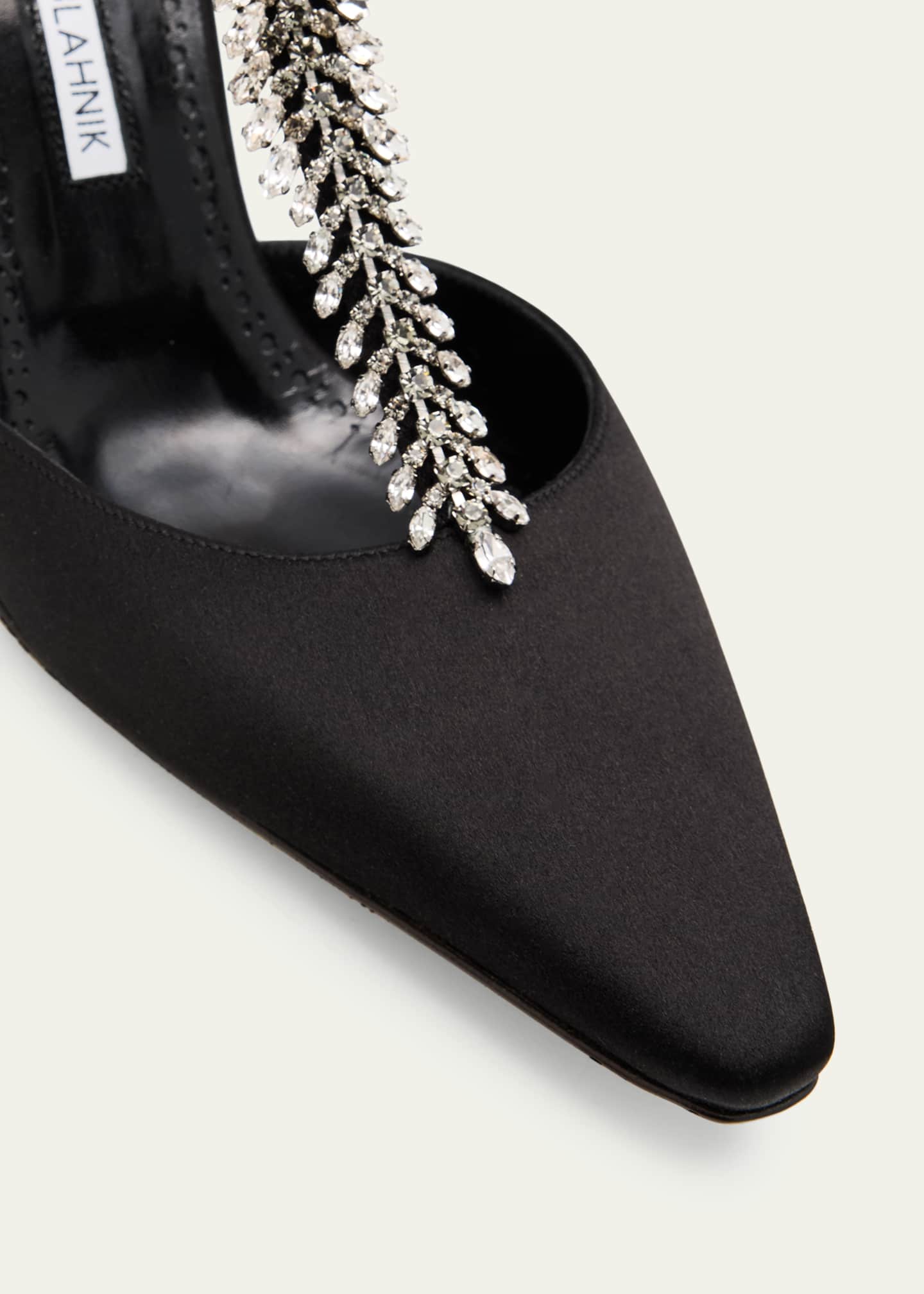 Manolo Blahnik Sufik Embellished Satin T-Strap Pumps Image 3 of 4