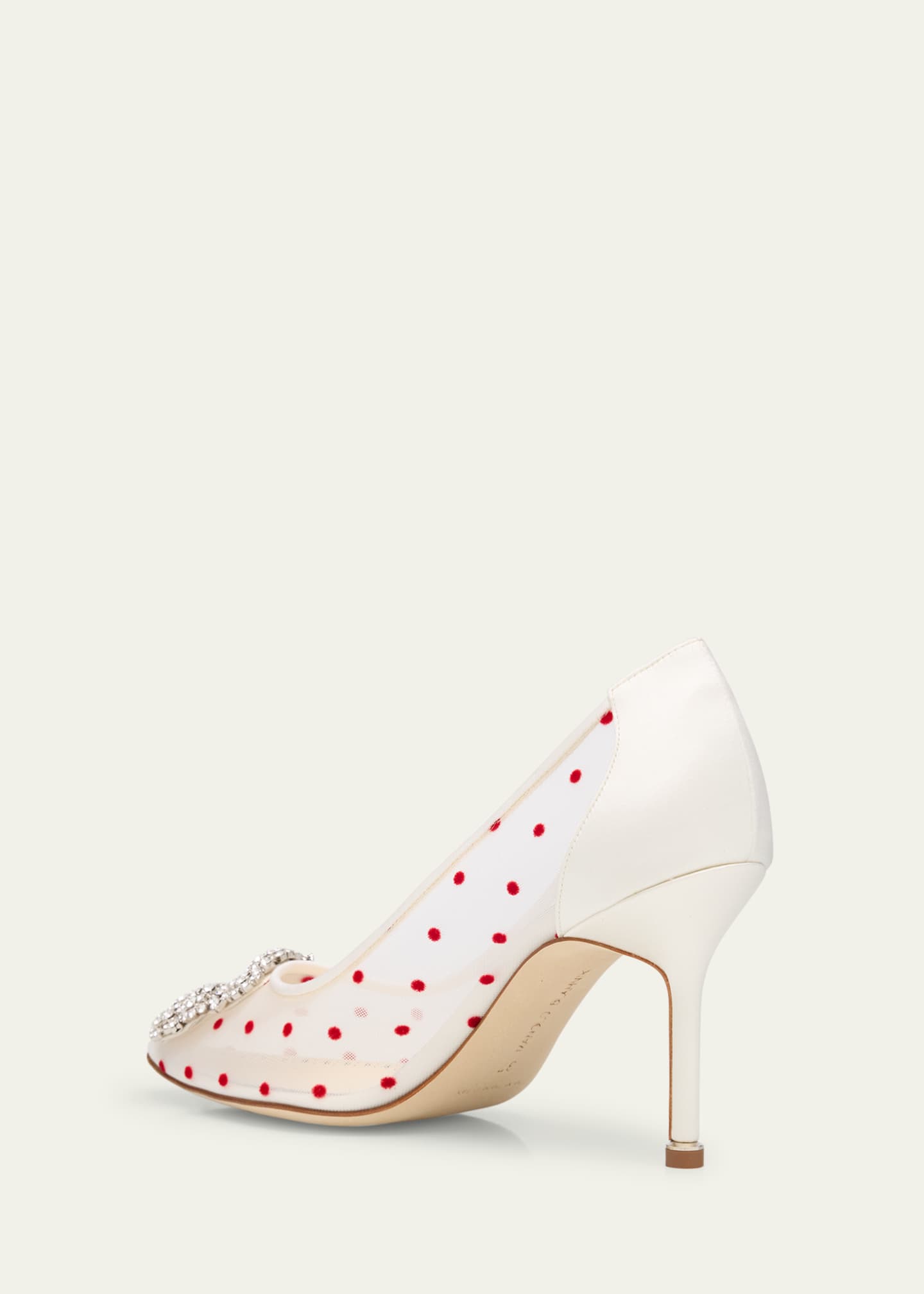 Manolo Blahnik Hangisi Polka-Dot Mesh Pumps Image 2 of 4