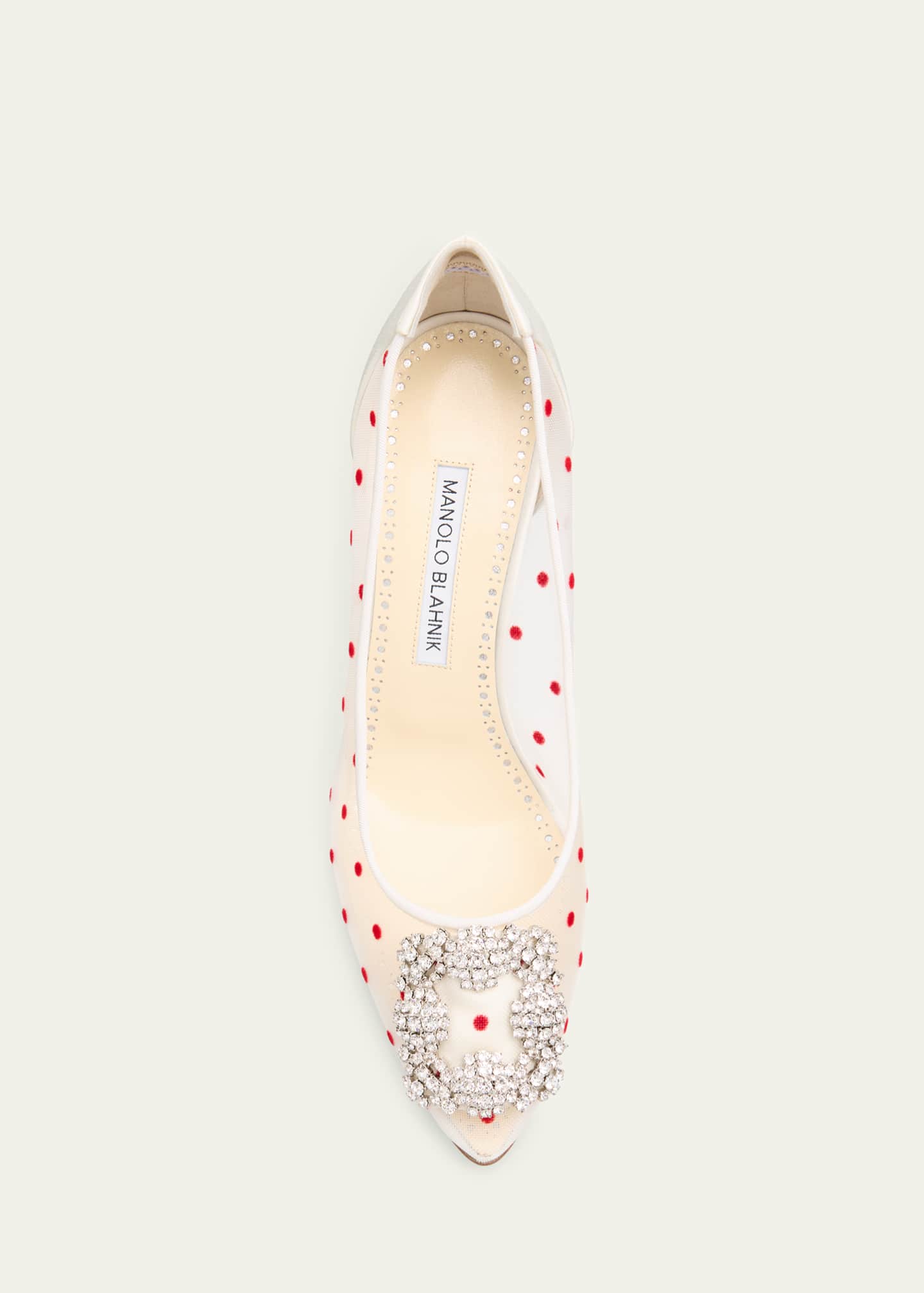 Manolo Blahnik Hangisi Polka-Dot Mesh Pumps Image 4 of 4