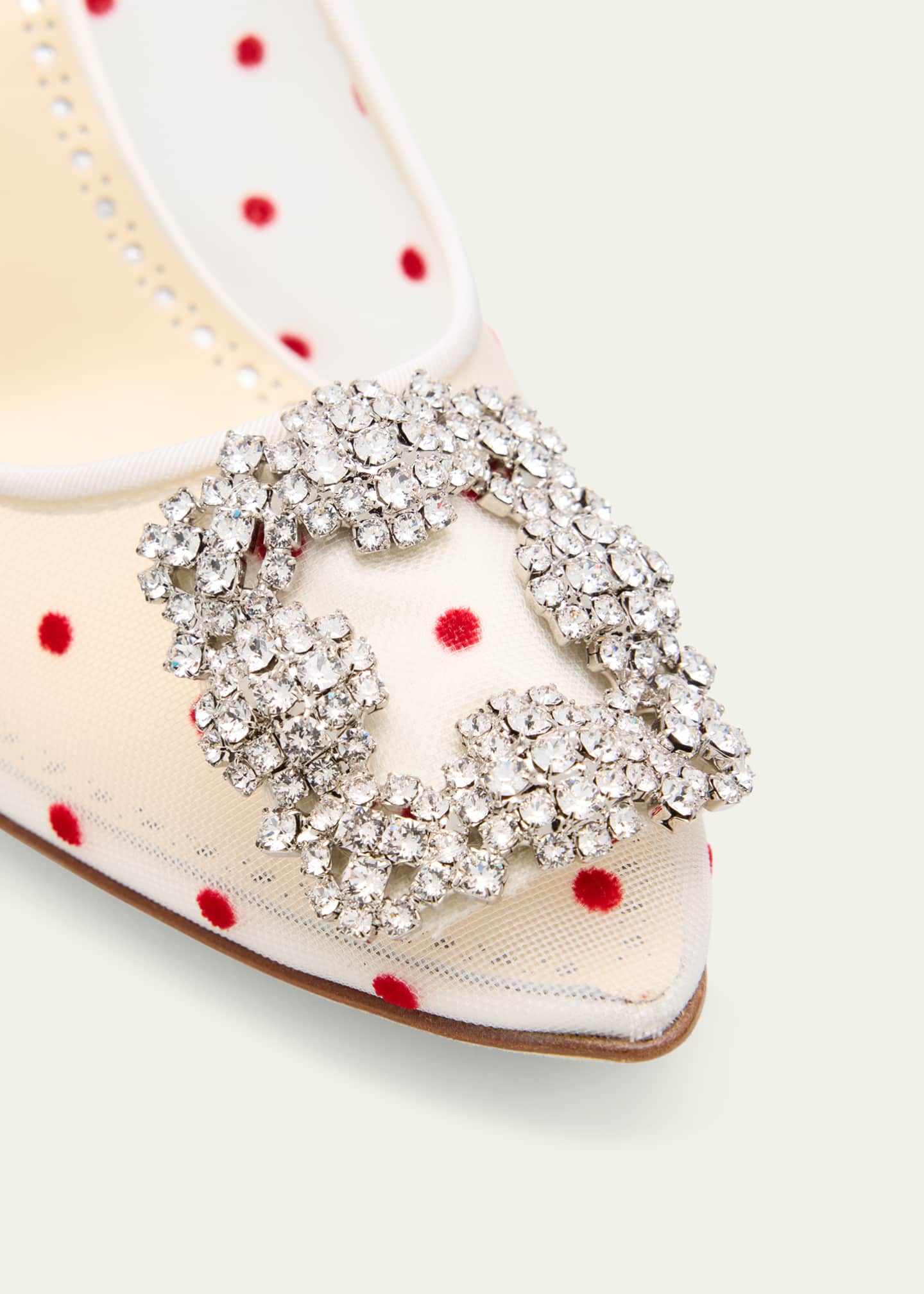 Manolo Blahnik Hangisi Polka-Dot Mesh Pumps Image 3 of 4