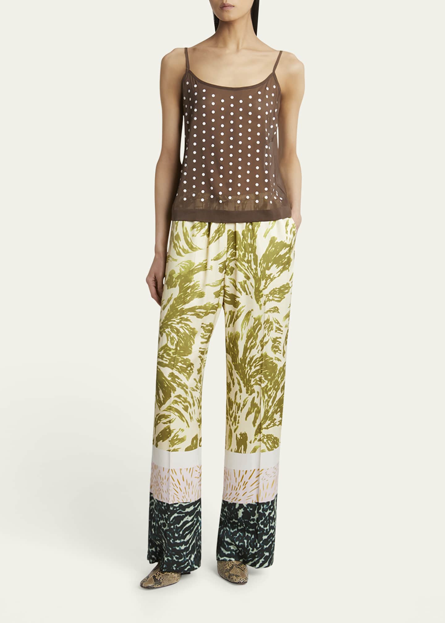 Dries Van Noten Calipso Polka-Dot Printed Sheer Cami Top Image 2 of 5