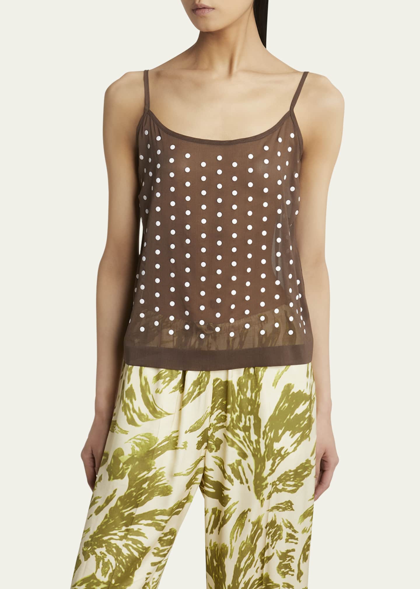 Dries Van Noten Calipso Polka-Dot Printed Sheer Cami Top Image 4 of 5
