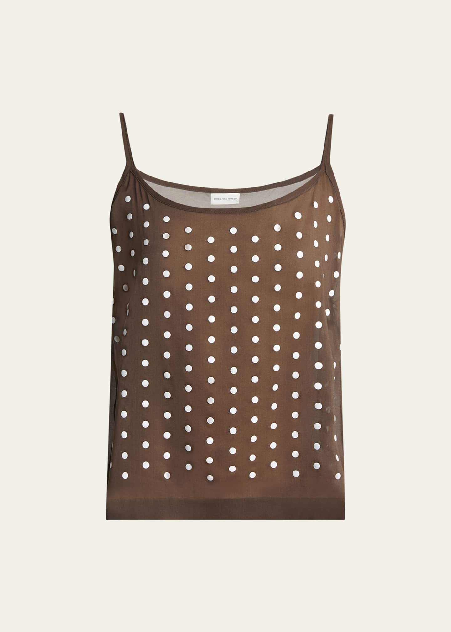 Dries Van Noten Calipso Polka-Dot Printed Sheer Cami Top Image 1 of 5