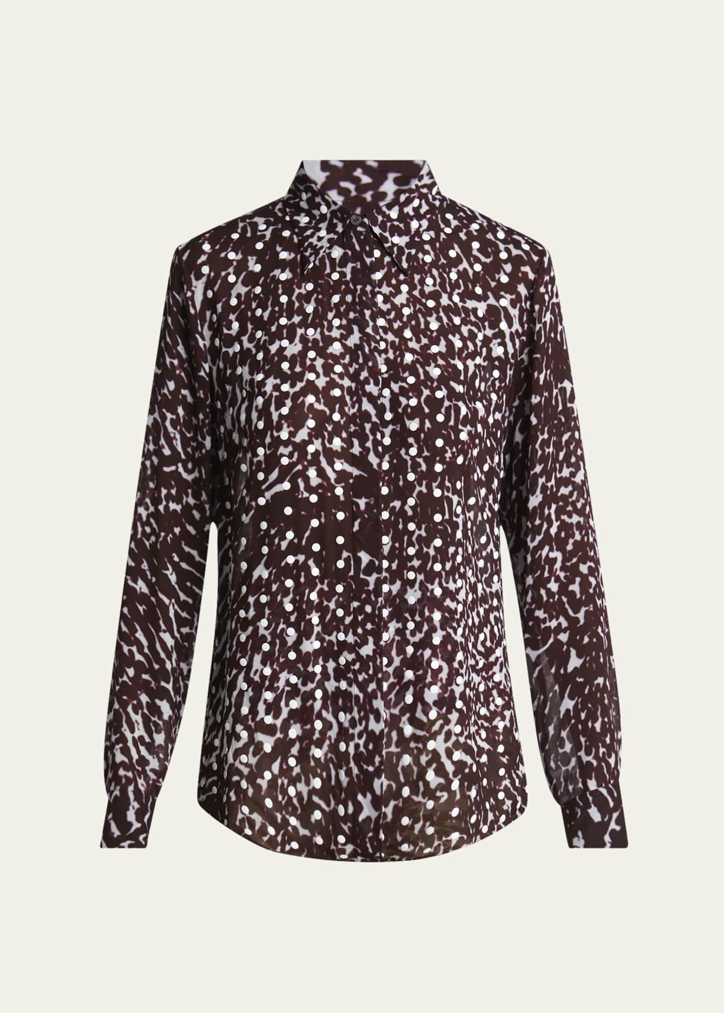 Dries Van Noten Chowy Polka-Dot Button-Down Shirt Image 1 of 5