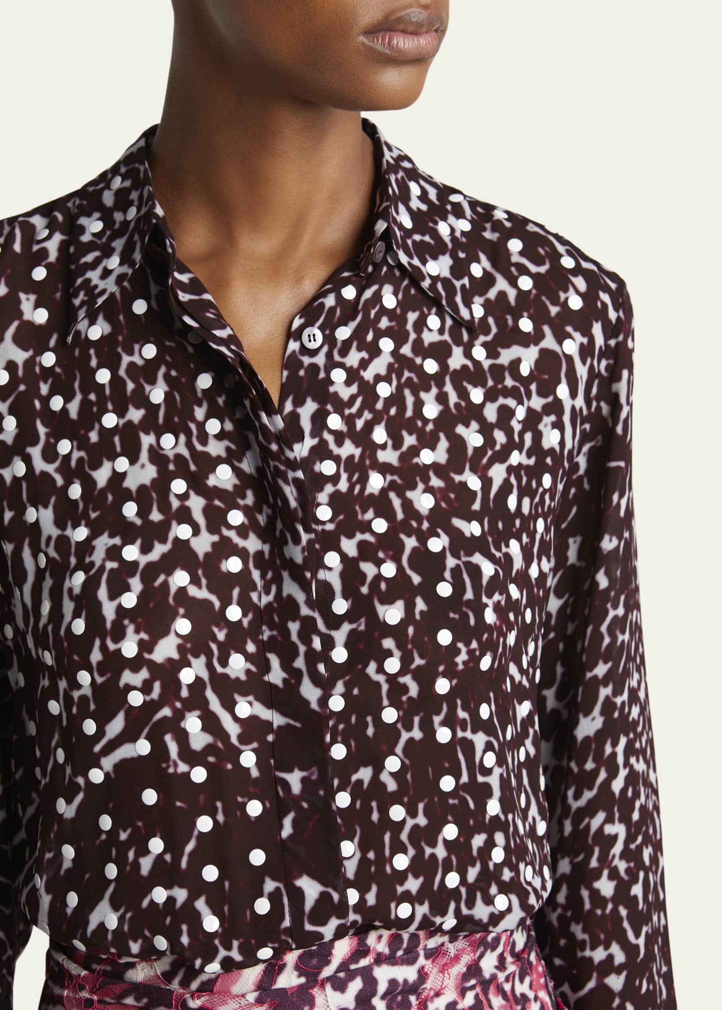 Dries Van Noten Chowy Polka-Dot Button-Down Shirt Image 5 of 5