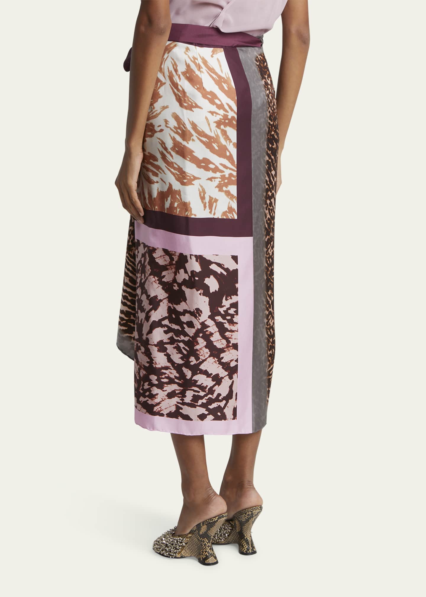 Dries Van Noten Printed Silk Midi Wrap Skirt Image 3 of 5