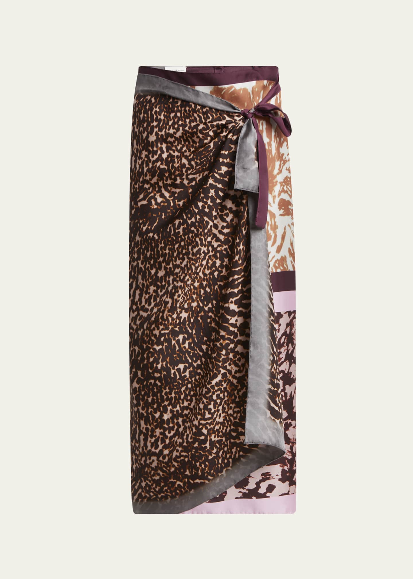 Dries Van Noten Printed Silk Midi Wrap Skirt Image 1 of 5