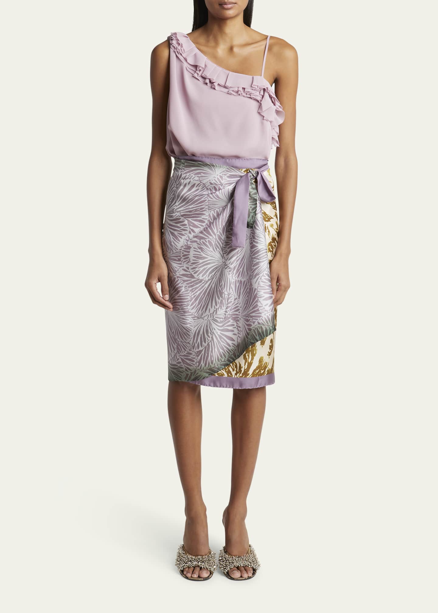 Dries Van Noten Printed Silk Wrap Skirt Image 2 of 5