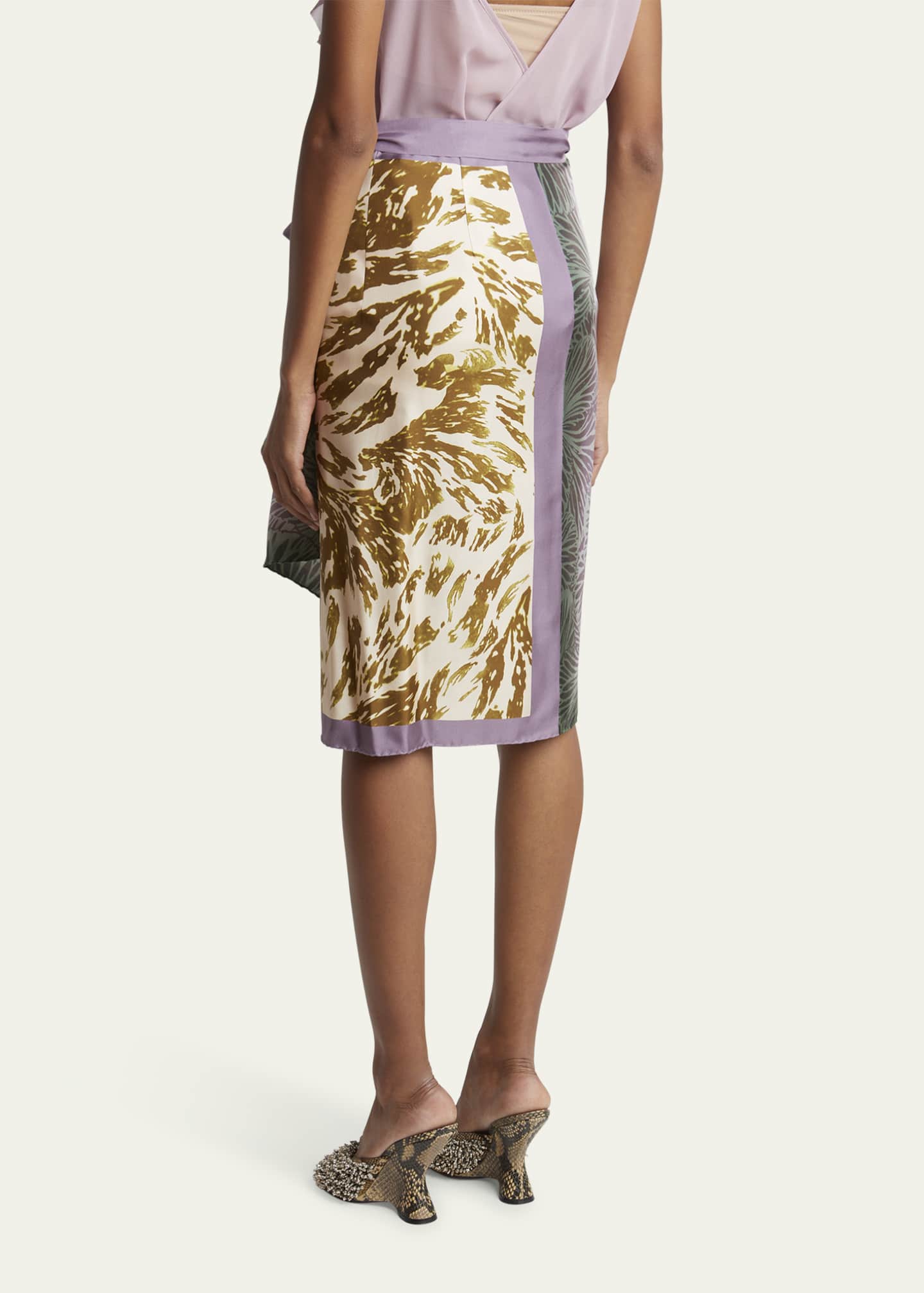 Dries Van Noten Printed Silk Wrap Skirt Image 3 of 5