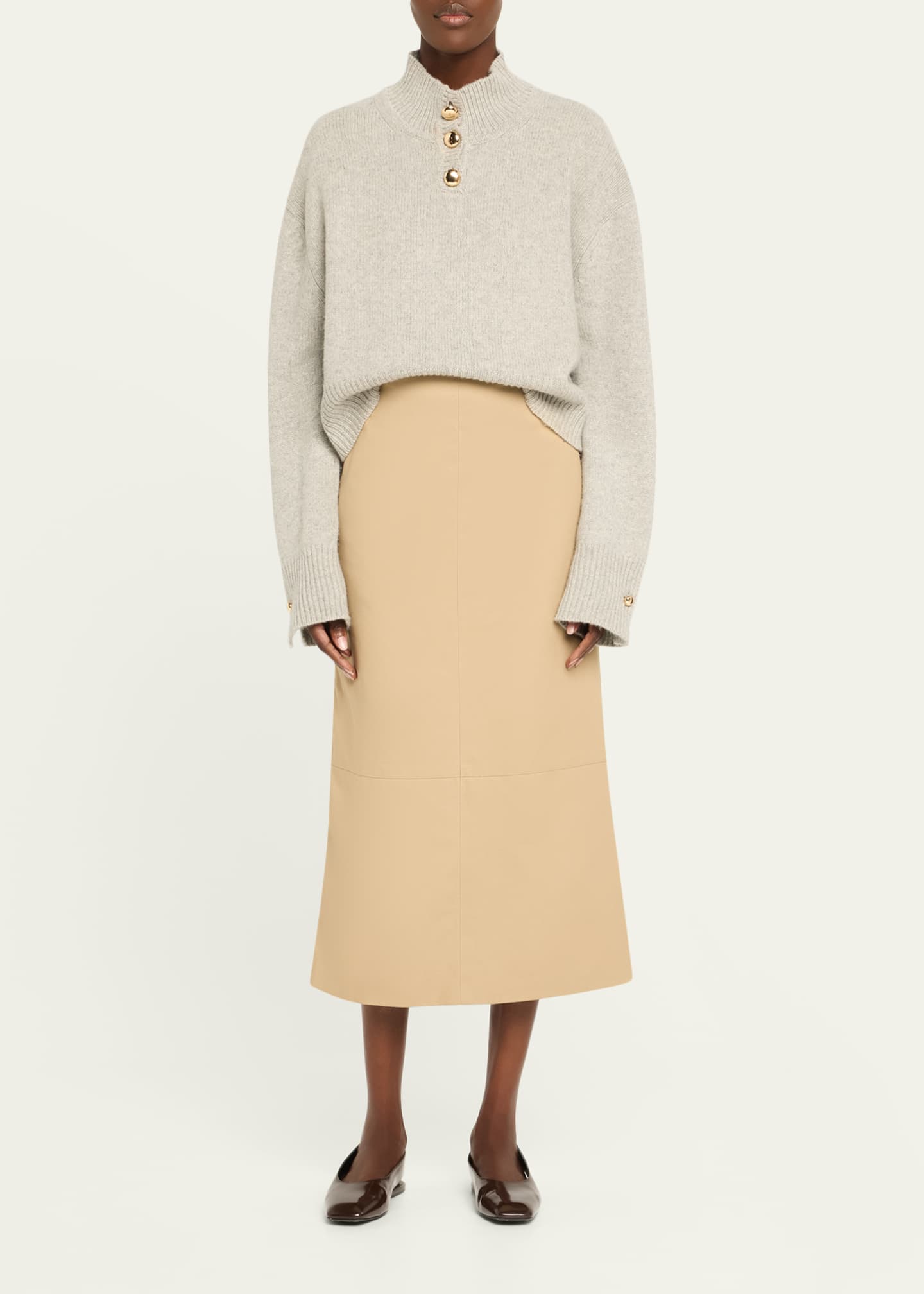 Brandon Maxwell Avery Side-Zip Midi Skirt - Bergdorf Goodman