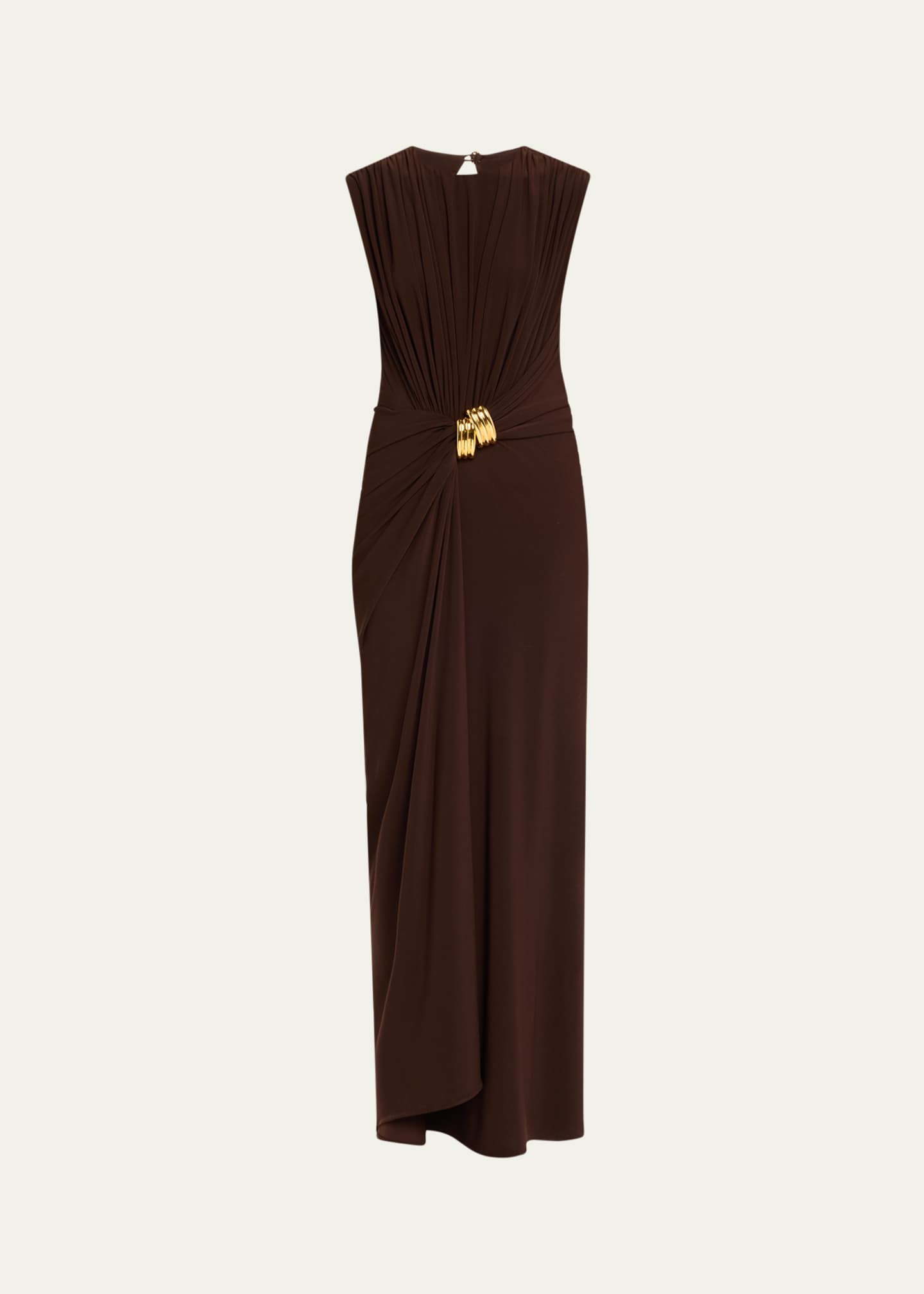 Brandon Maxwell Serena Swirl Draped Midi Dress Image 1 of 5