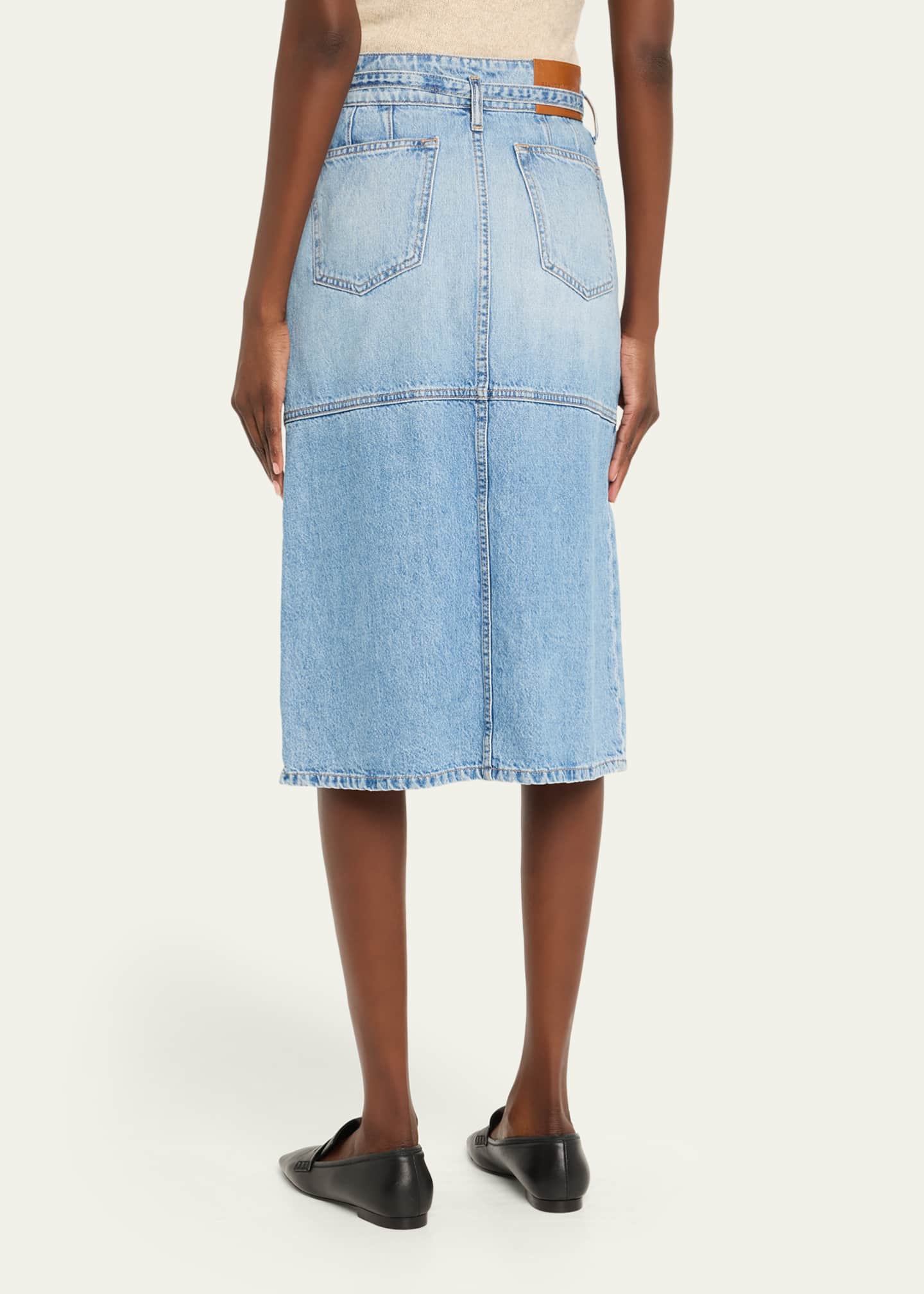 【BAON】Purderie denim midi skirt Brandon Maxwell Cecilia Belted Denim Midi Skirt - Bergdorf