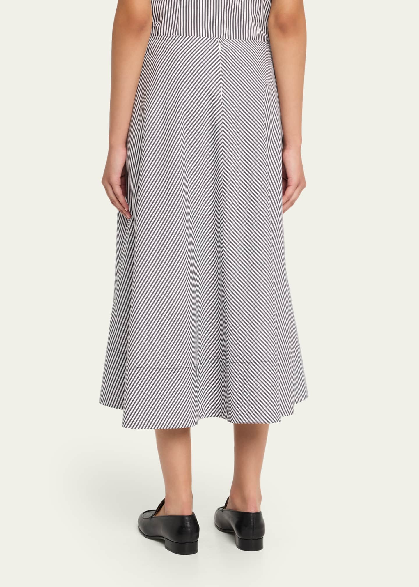 Brandon Maxwell Knox Striped Low-Slung Midi Circle Skirt Image 3 of 5