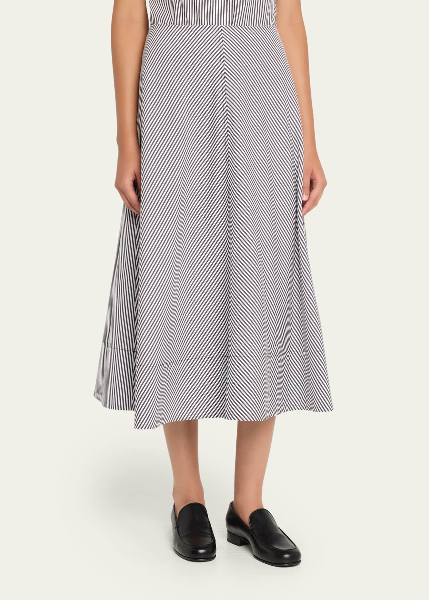 Brandon Maxwell Knox Striped Low-Slung Midi Circle Skirt Image 4 of 5