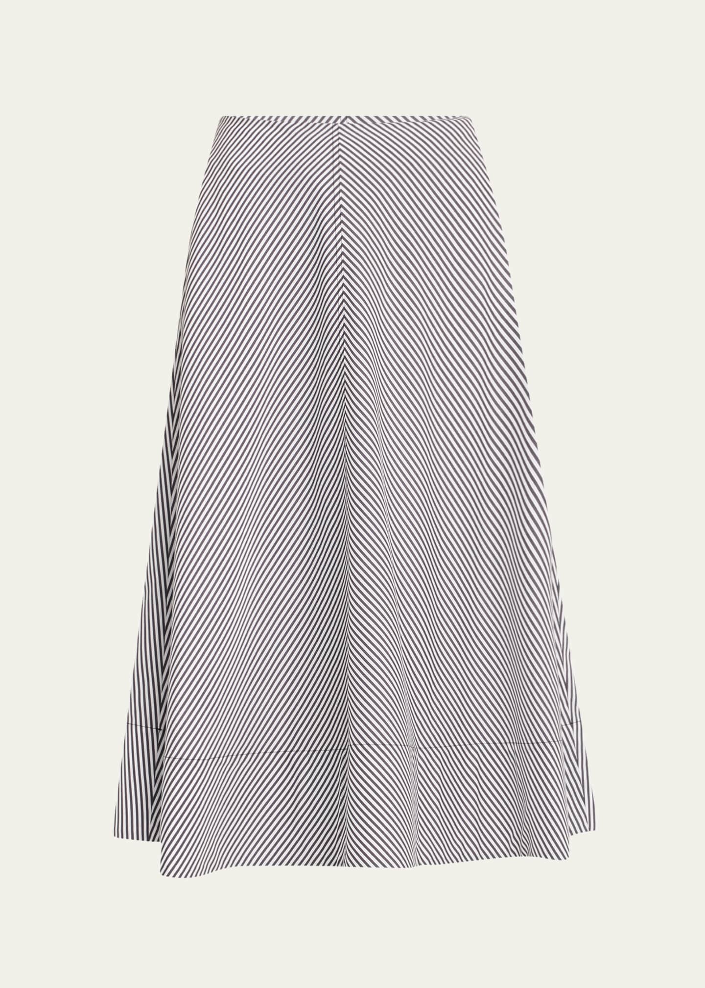 Brandon Maxwell Knox Striped Low-Slung Midi Circle Skirt Image 1 of 5