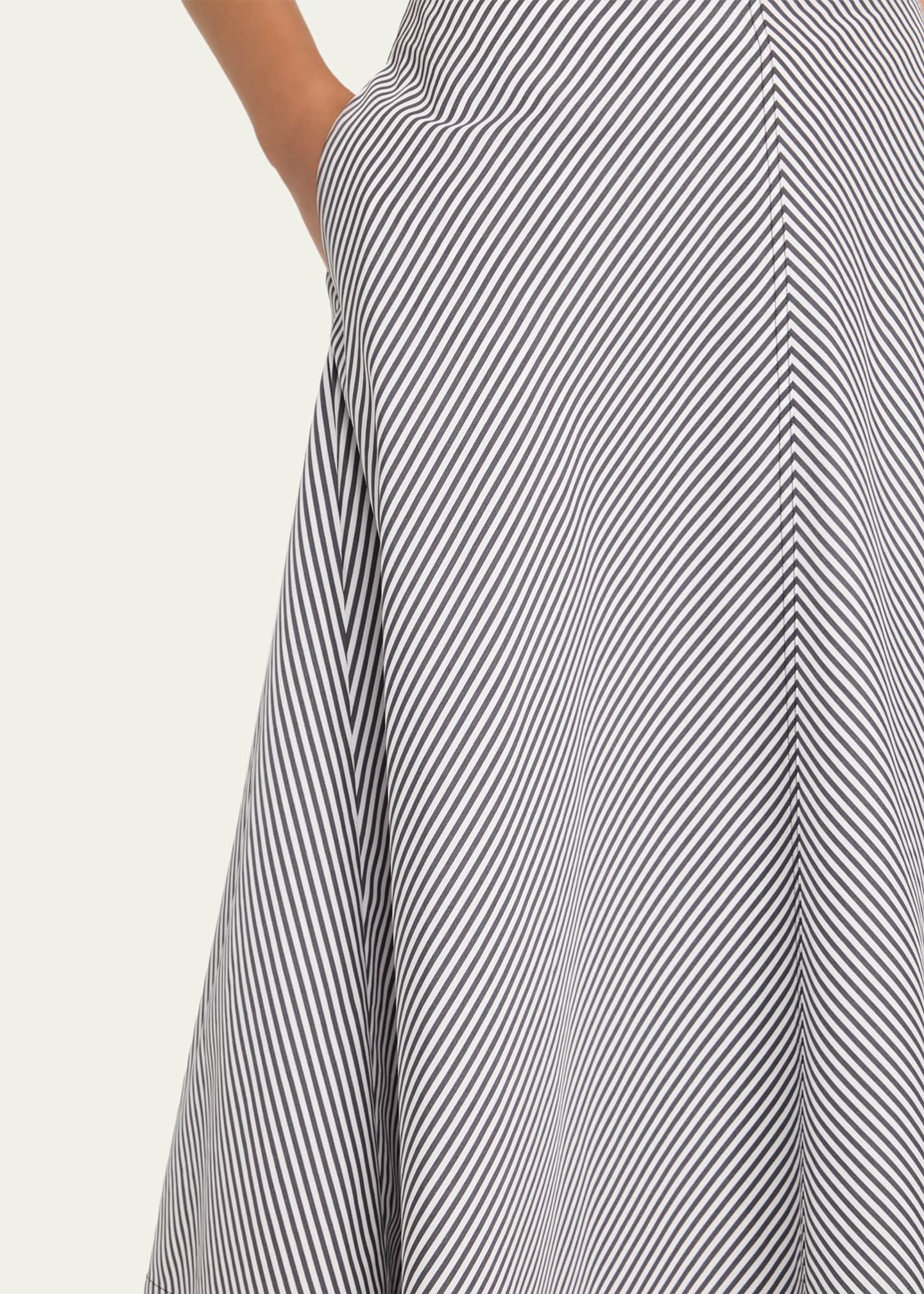 Brandon Maxwell Knox Striped Low-Slung Midi Circle Skirt Image 5 of 5