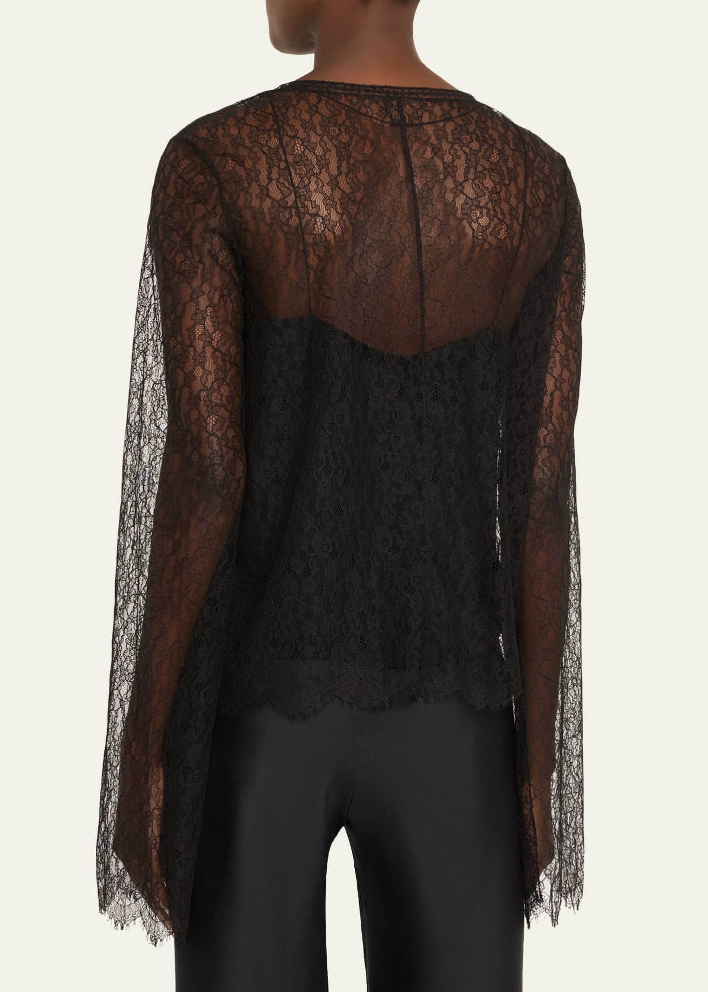 Brandon Maxwell Eloise Plunging Lace Long-Sleeve Top Image 3 of 5