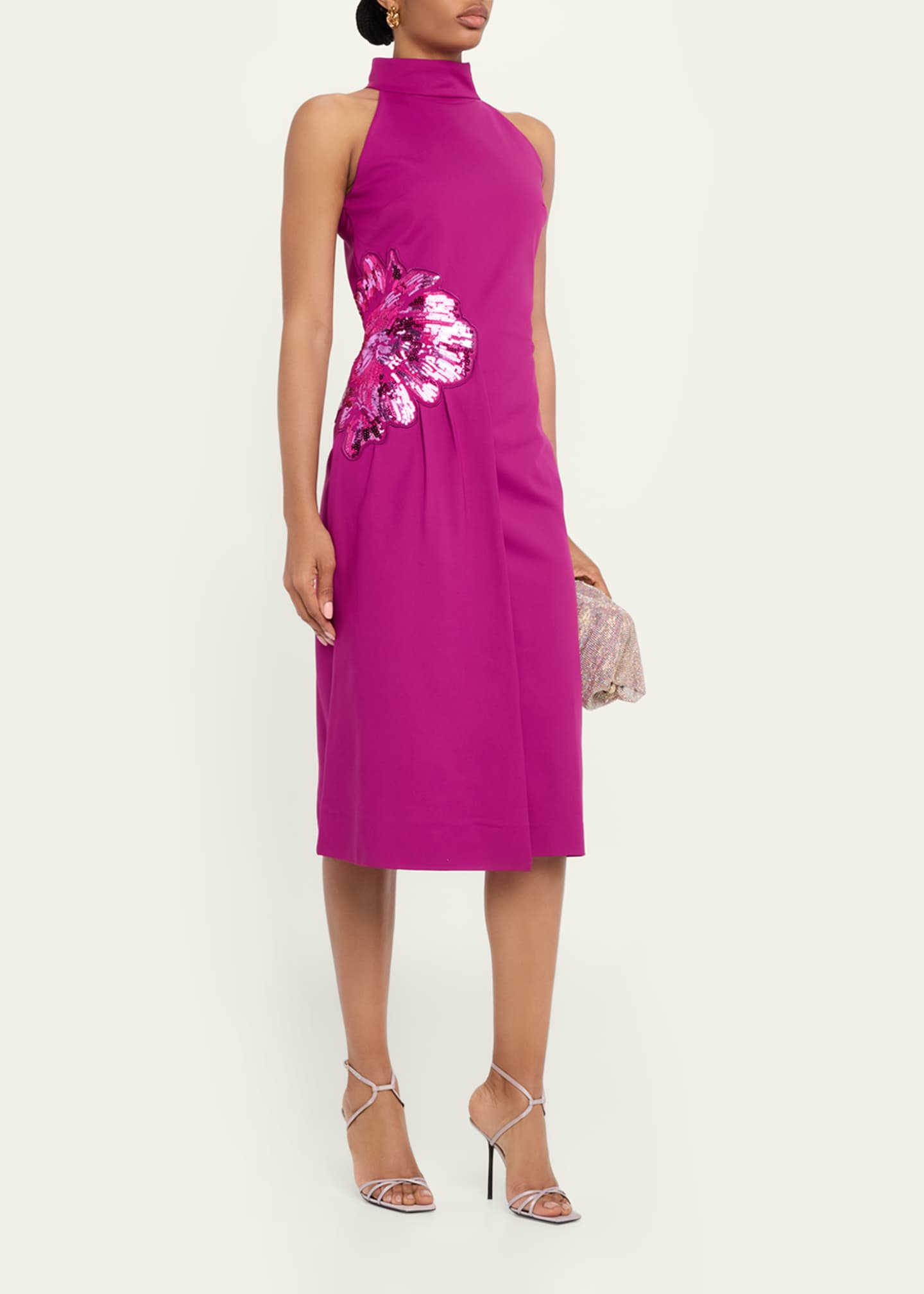 slim fit dress slacks Ophelia Sequin Halter Midi Dress with Slit main image 1