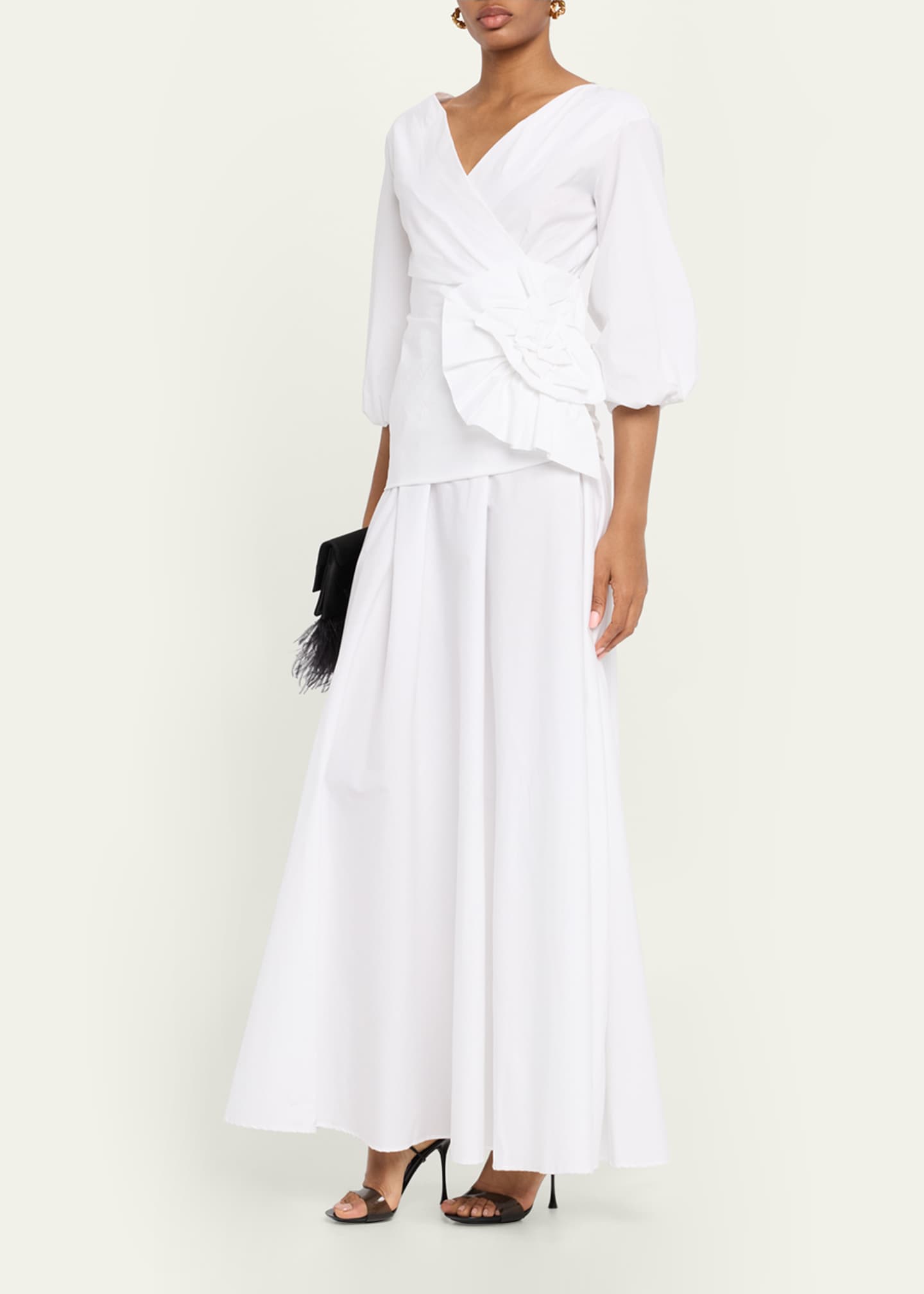 Chiara Boni La Petite Robe Women's Flower-Appliqud Stretch Cotton Maxi Dress - White - Size 2
