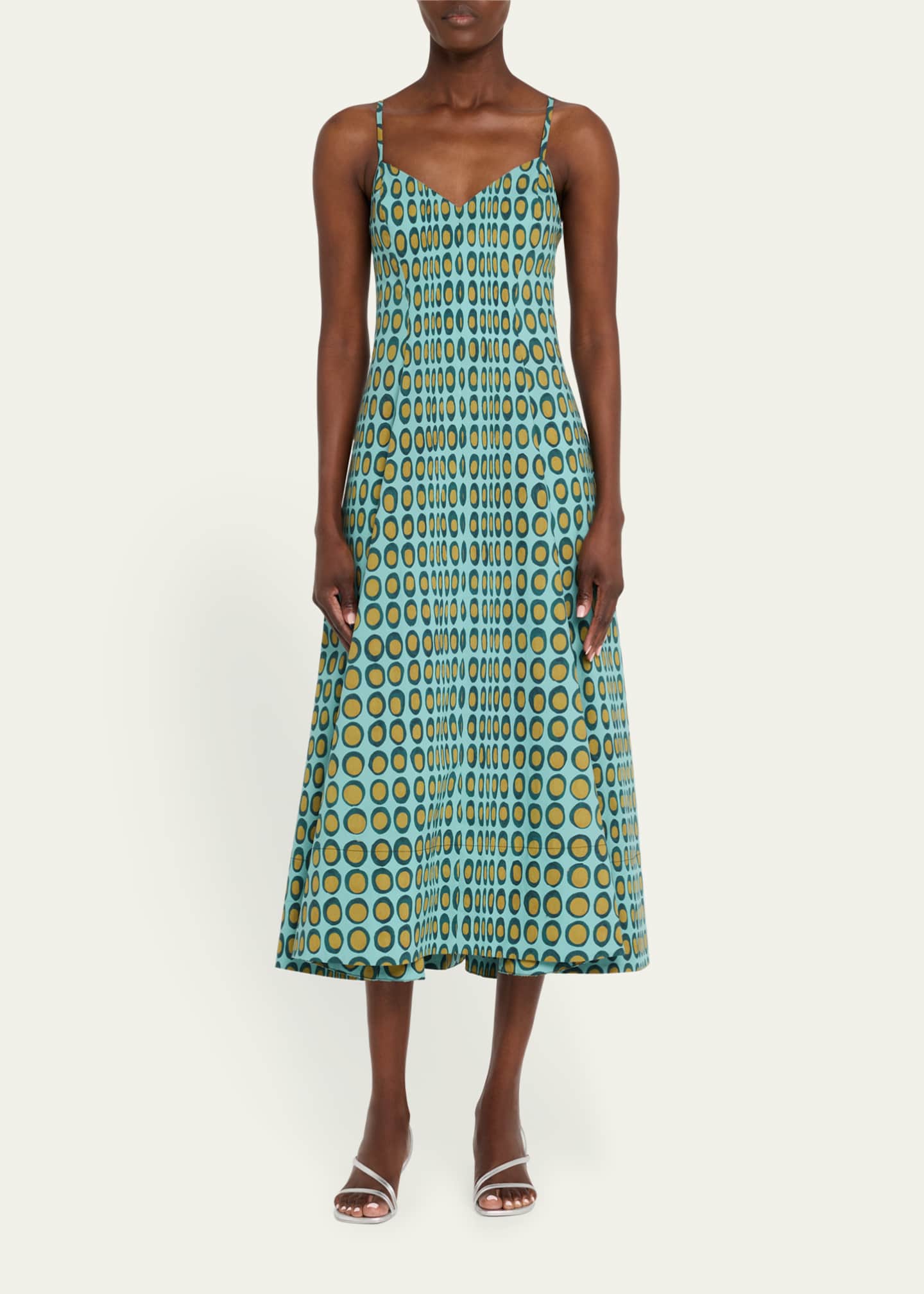 CHRISTOPHER JOHN ROGERS Wiggle Dot V-Neck Midi Dress Image 2 of 5