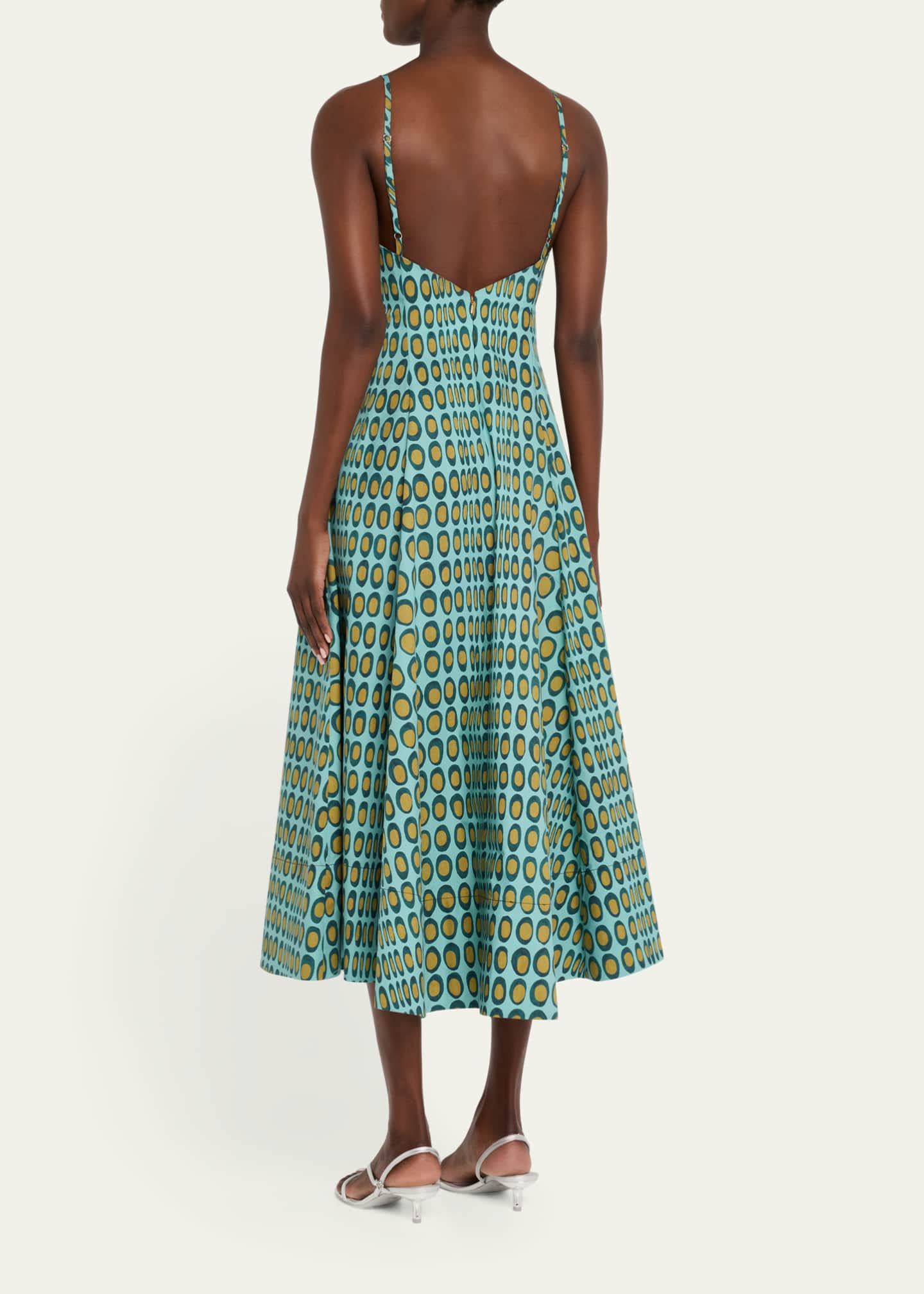 CHRISTOPHER JOHN ROGERS Wiggle Dot V-Neck Midi Dress Image 3 of 5