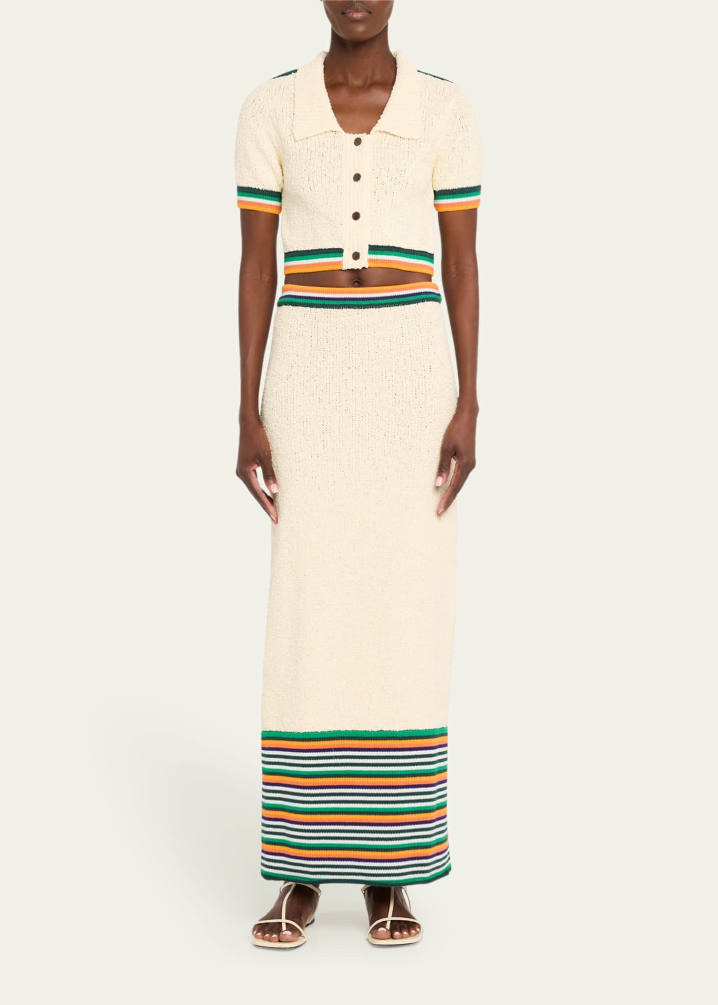 CHRISTOPHER JOHN ROGERS Stripe Boucle Knit Pencil Skirt Image 2 of 5