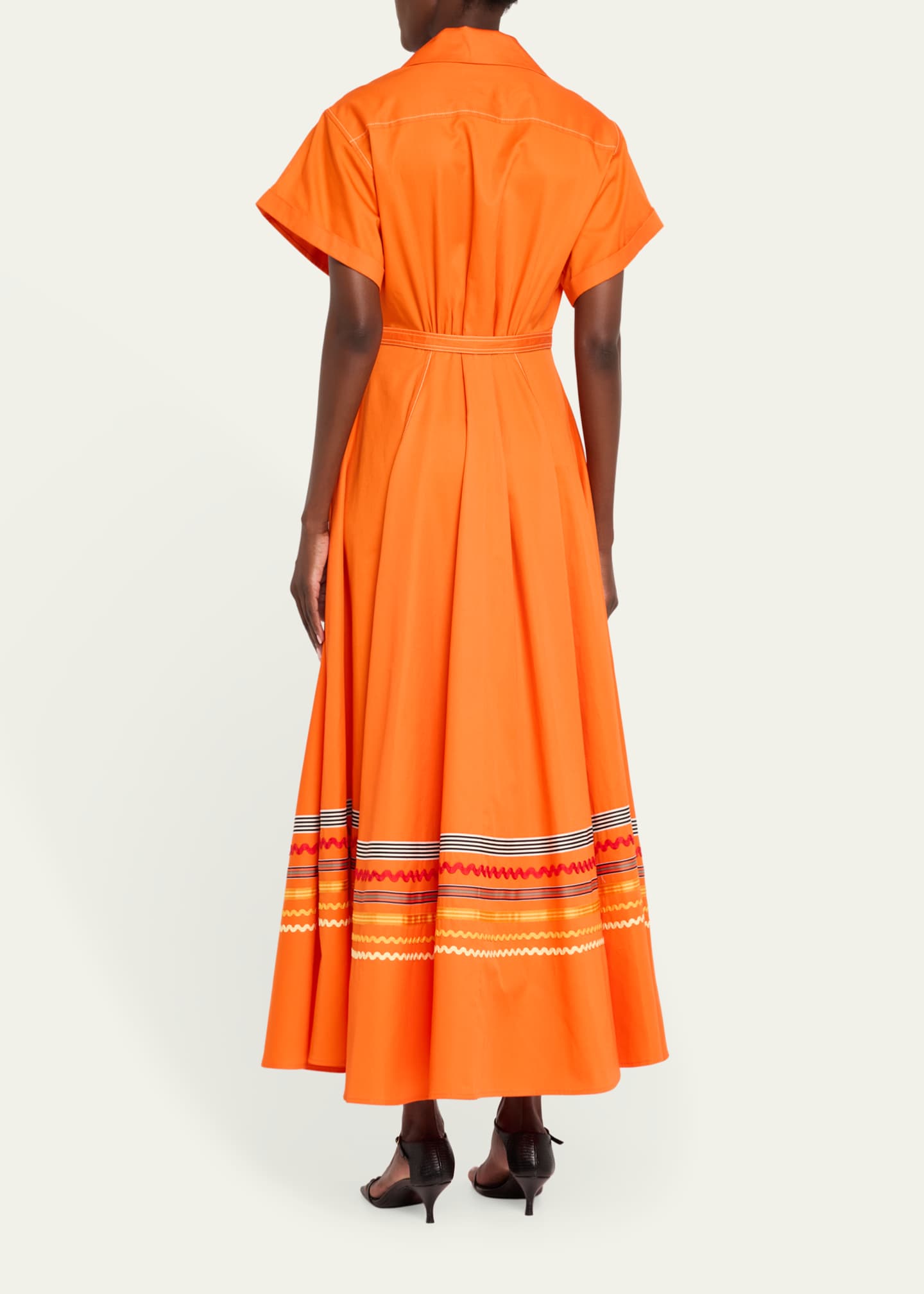 CHRISTOPHER JOHN ROGERS Embroidered Short Sleeve Belted Shirtdress Image 3 of 5