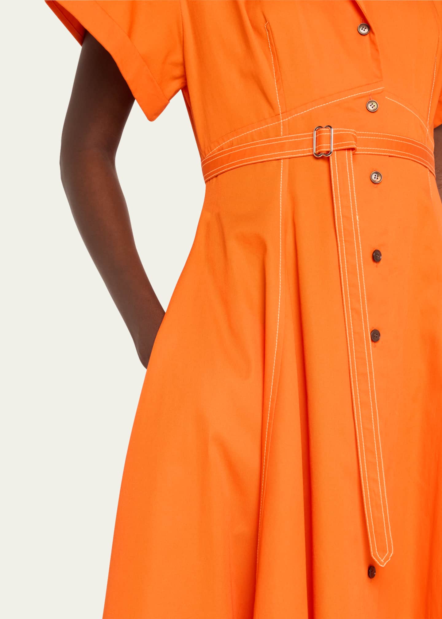 CHRISTOPHER JOHN ROGERS Embroidered Short Sleeve Belted Shirtdress Image 5 of 5