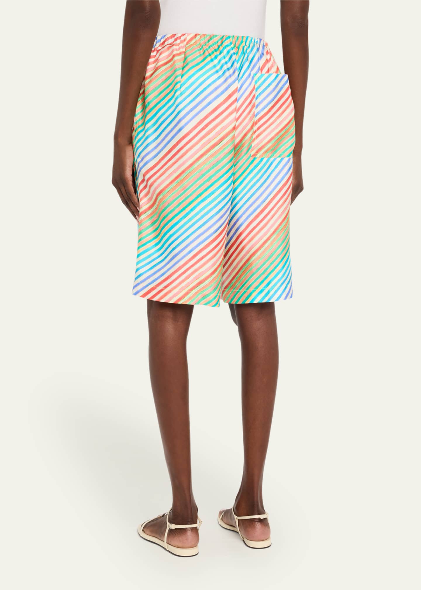 CHRISTOPHER JOHN ROGERS Crayon Stripe Silk Bias Shorts Image 3 of 5