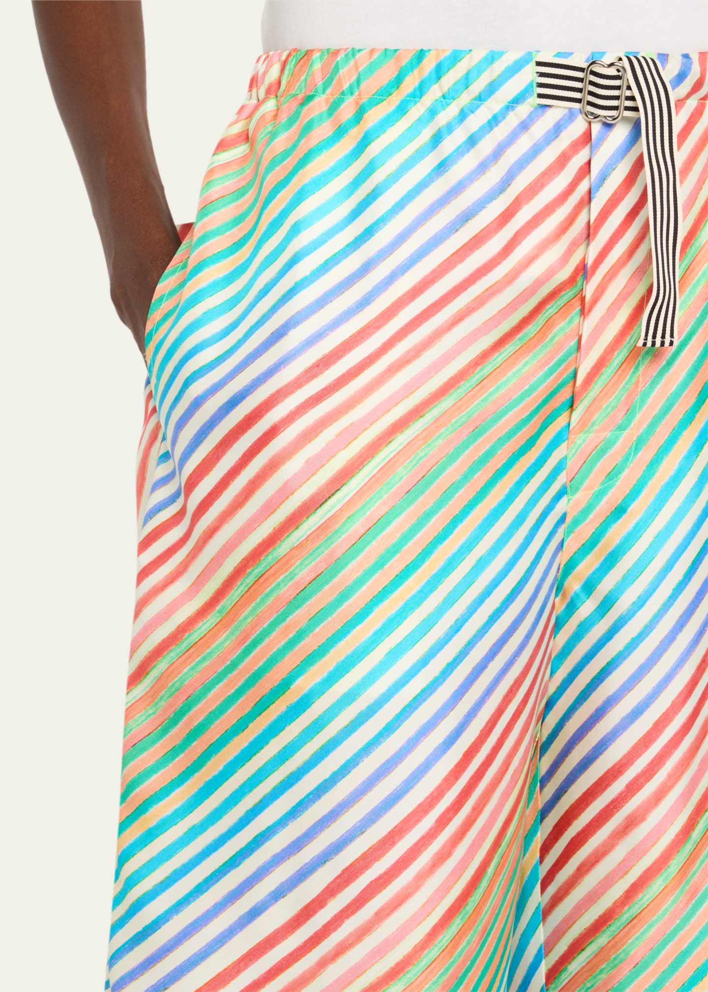 CHRISTOPHER JOHN ROGERS Crayon Stripe Silk Bias Shorts Image 5 of 5