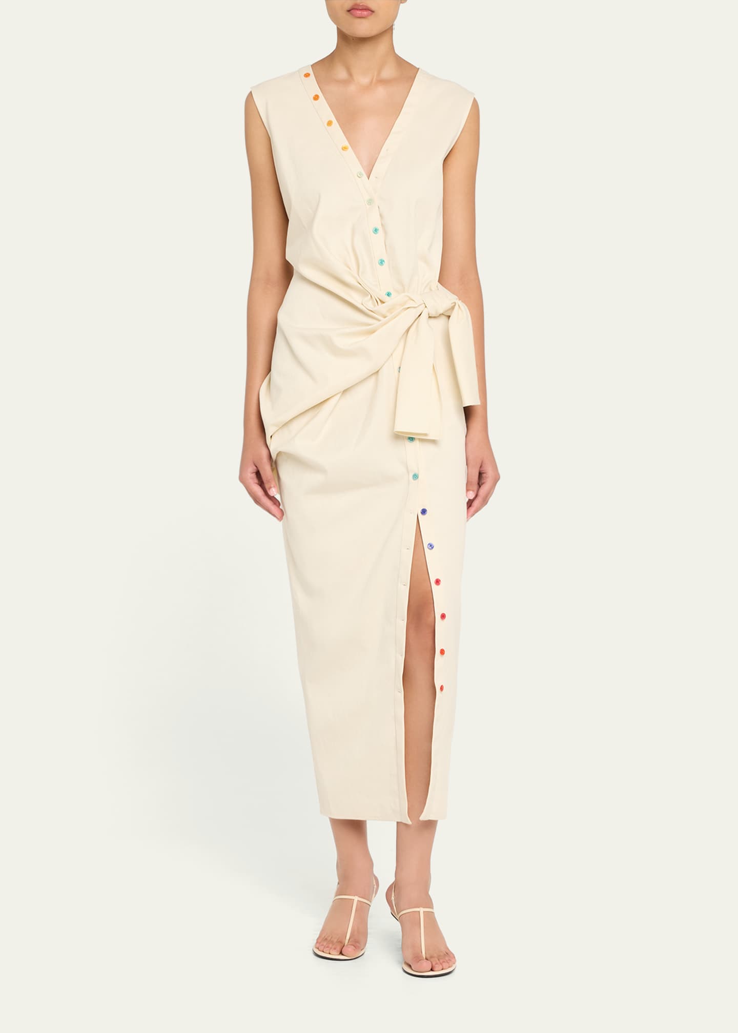 CHRISTOPHER JOHN ROGERS V-Neck Sleeveless Sarong Maxi Shirtdress Image 2 of 5
