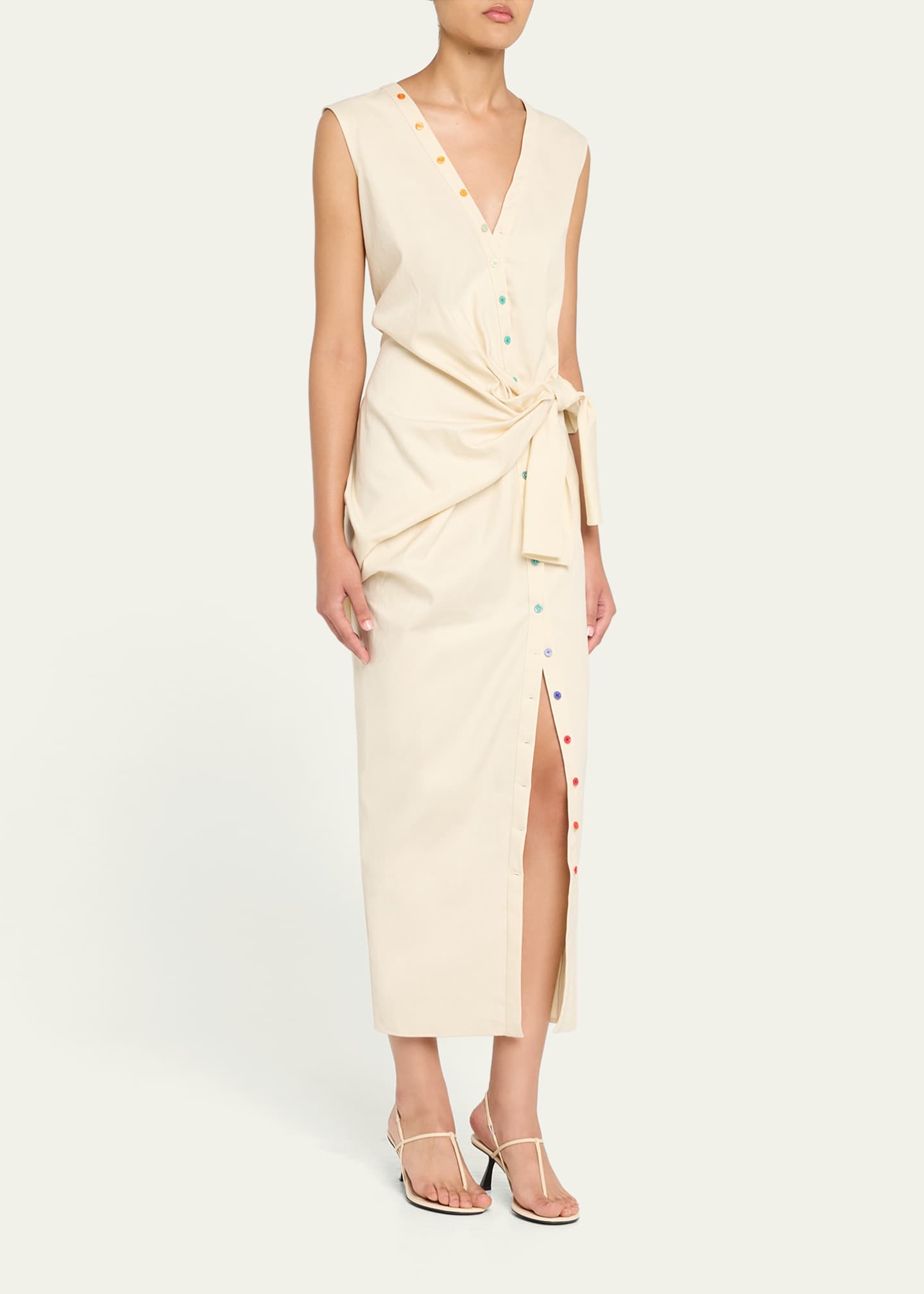 CHRISTOPHER JOHN ROGERS V-Neck Sleeveless Sarong Maxi Shirtdress Image 4 of 5