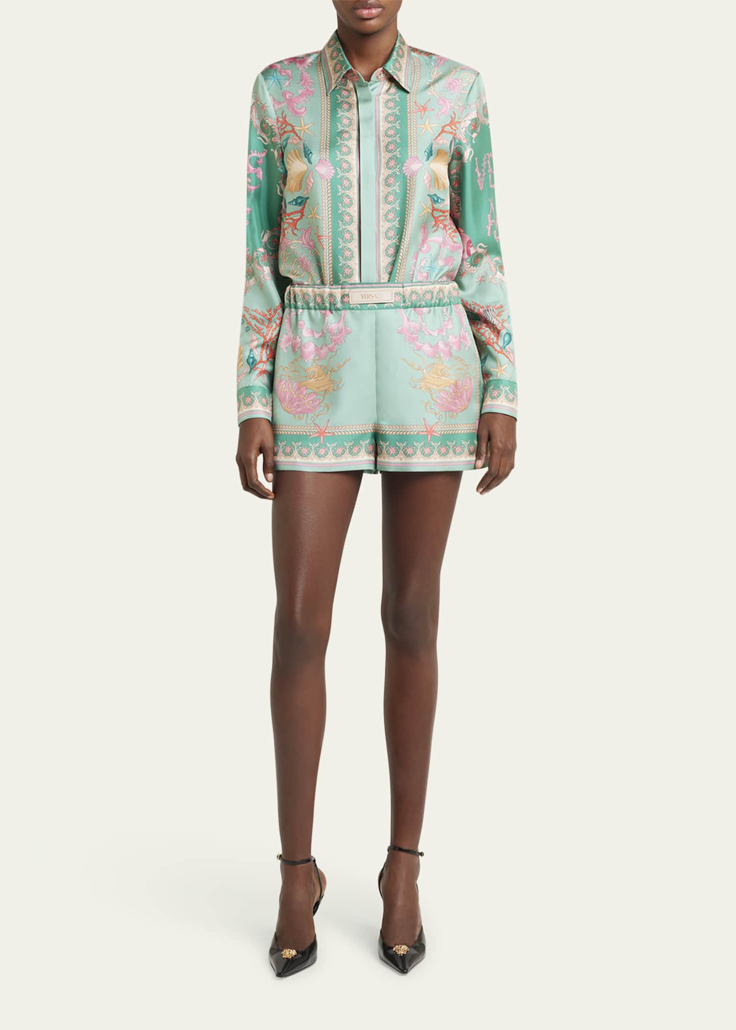 Versace Underwater Barocco Foulard Silk Twill Formal Shirt Image 2 of 5