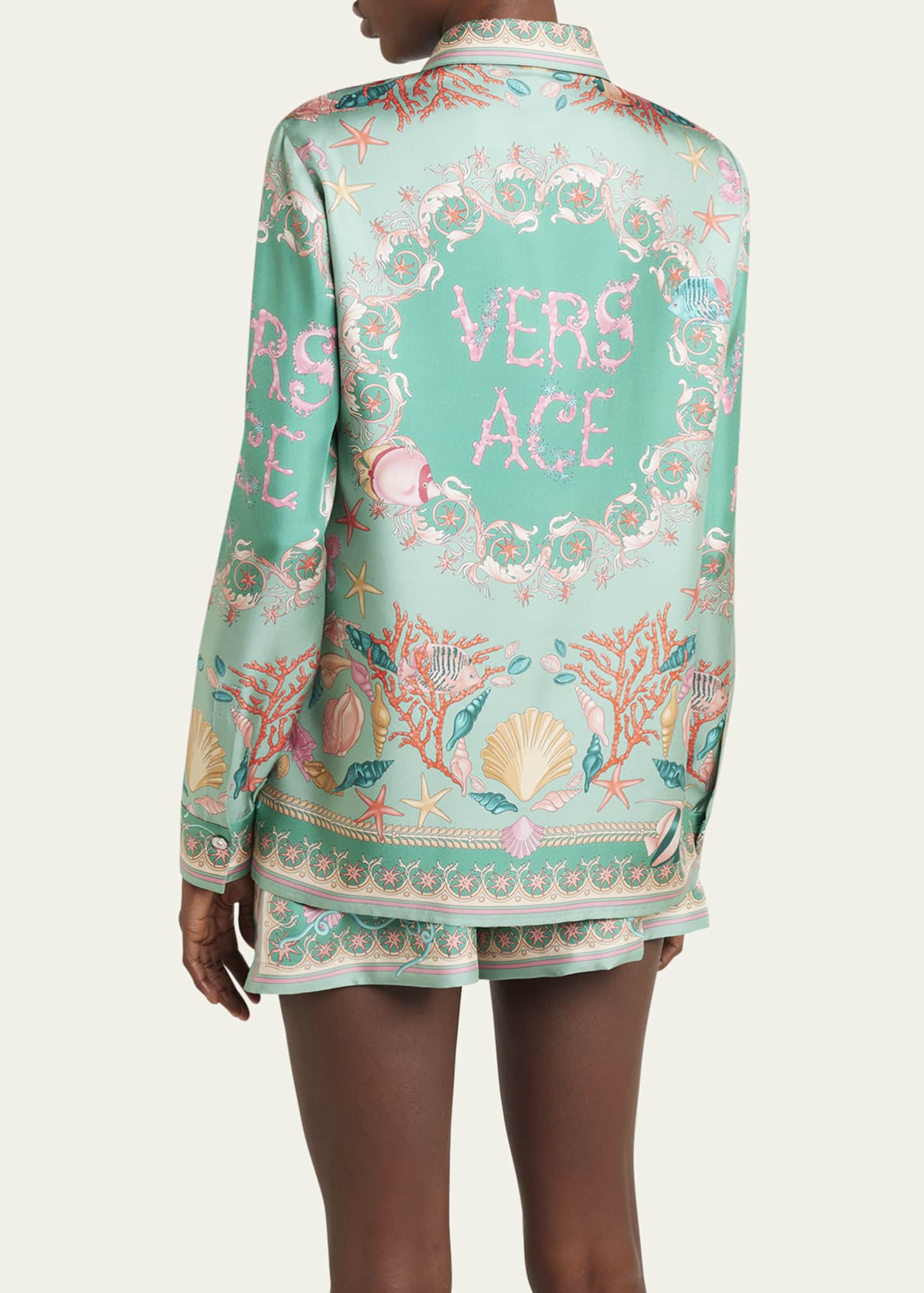Versace Underwater Barocco Foulard Silk Twill Formal Shirt Image 3 of 5