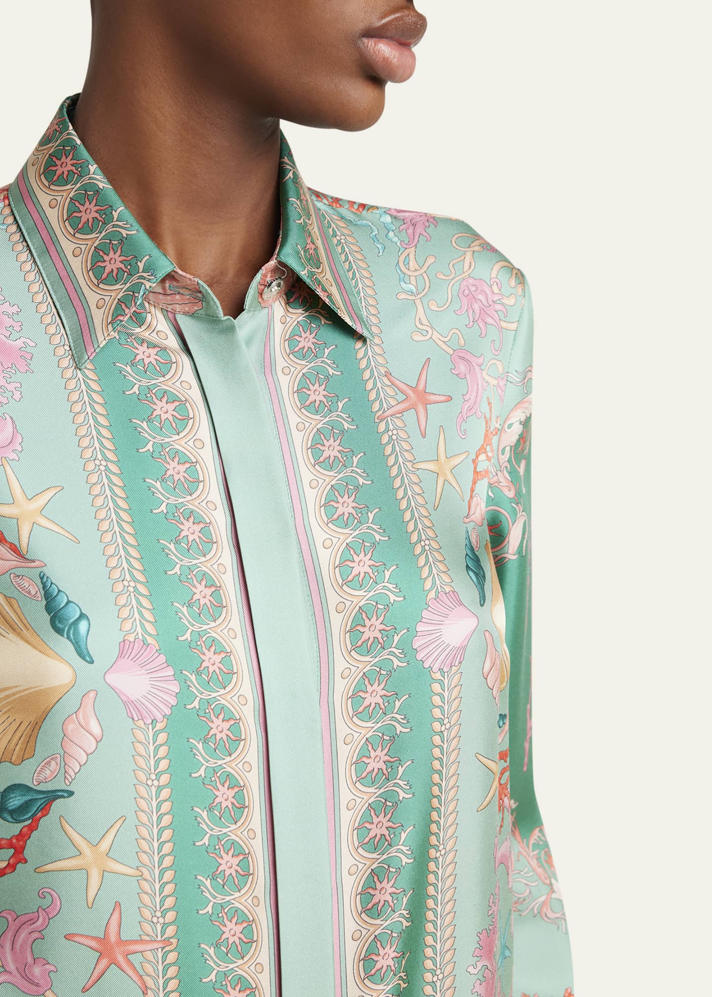 Versace Underwater Barocco Foulard Silk Twill Formal Shirt Image 5 of 5