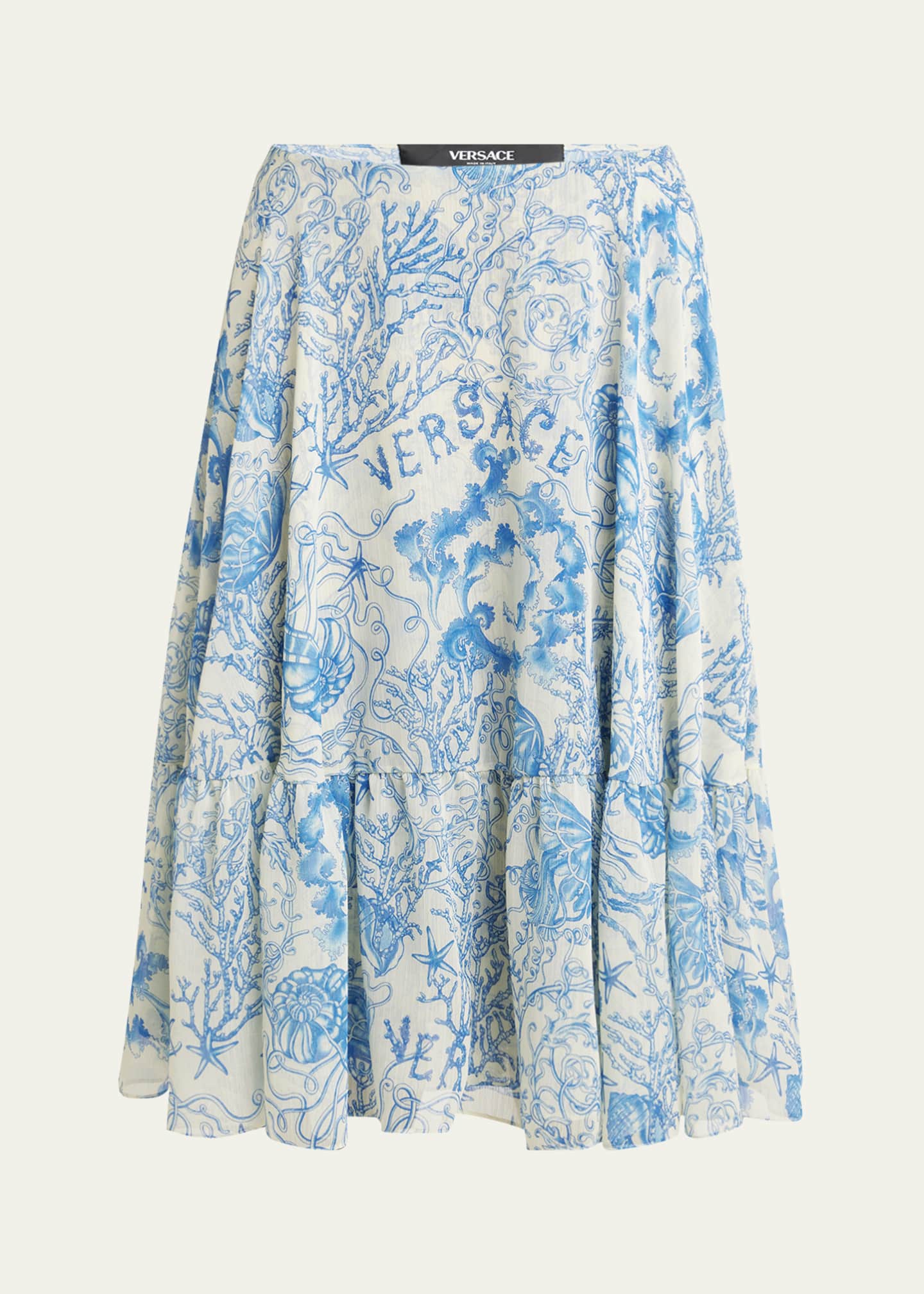 Versace Underwater Barocco Foulard Bicolor Crinkle Skirt Image 1 of 5