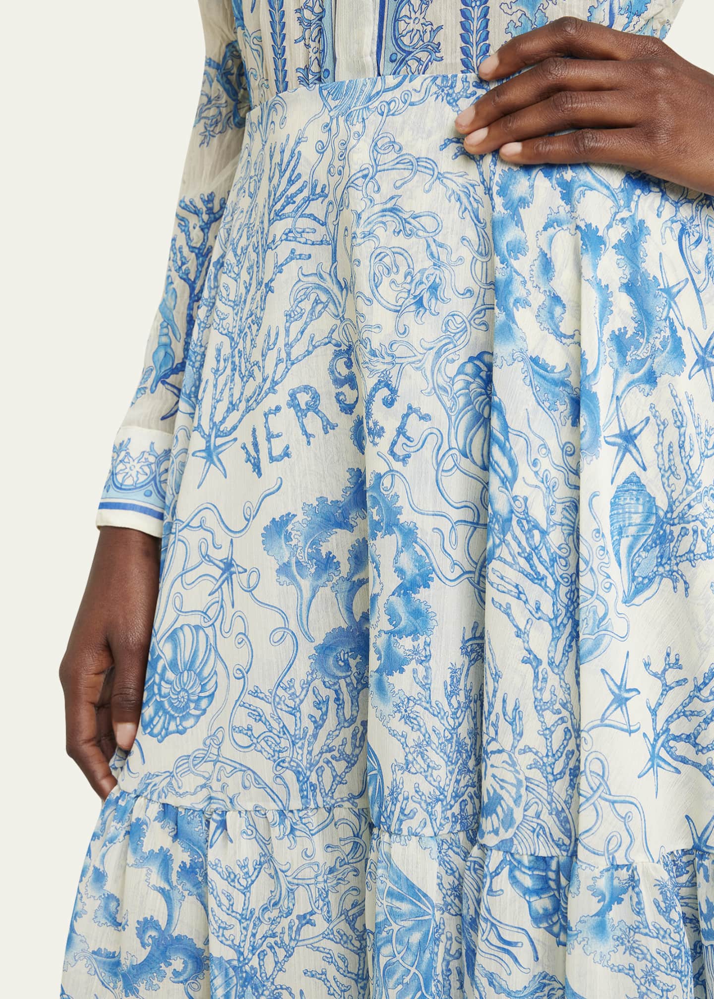 Versace Underwater Barocco Foulard Bicolor Crinkle Skirt Image 5 of 5