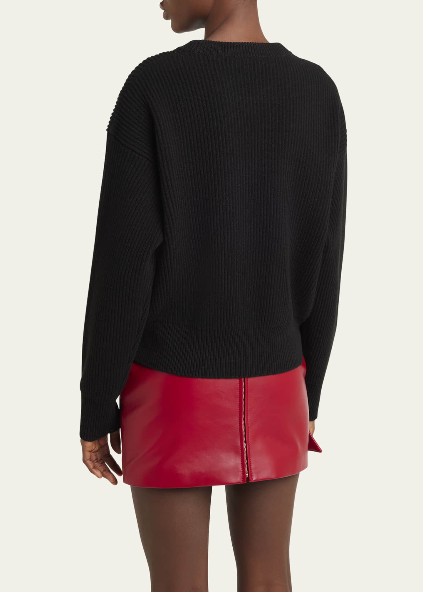 Versace Sequined Barocco Leaf Embroidered Wool Sweater Image 3 of 5