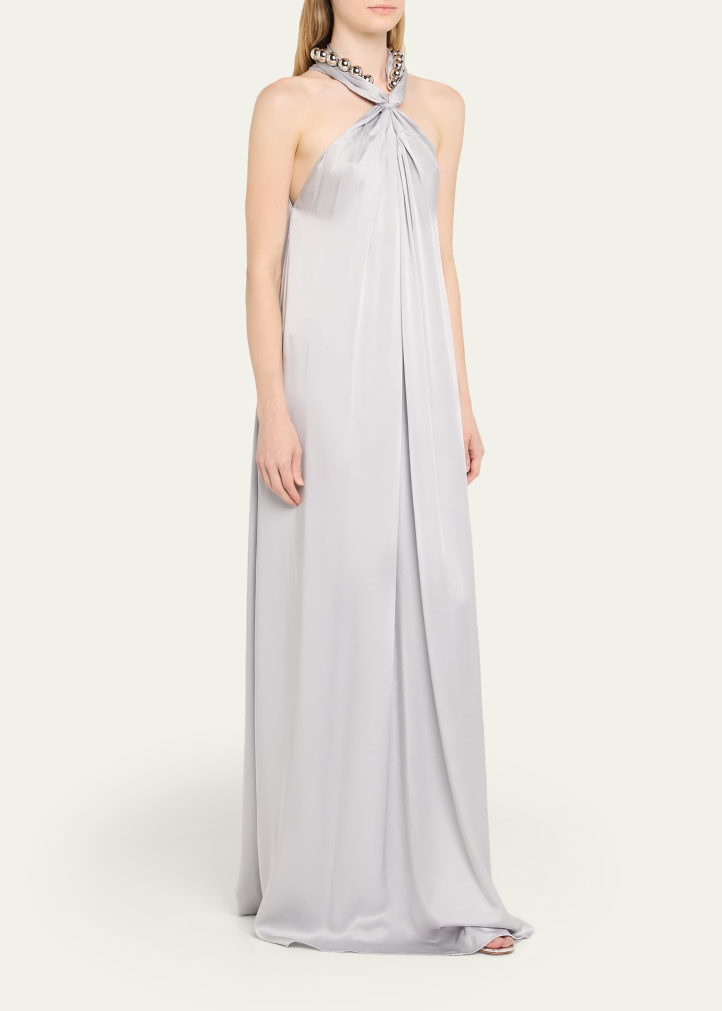 stella mccartney halter dress Stella McCartney Women's Sphere Embellished Halter Gown - Pearl Blue