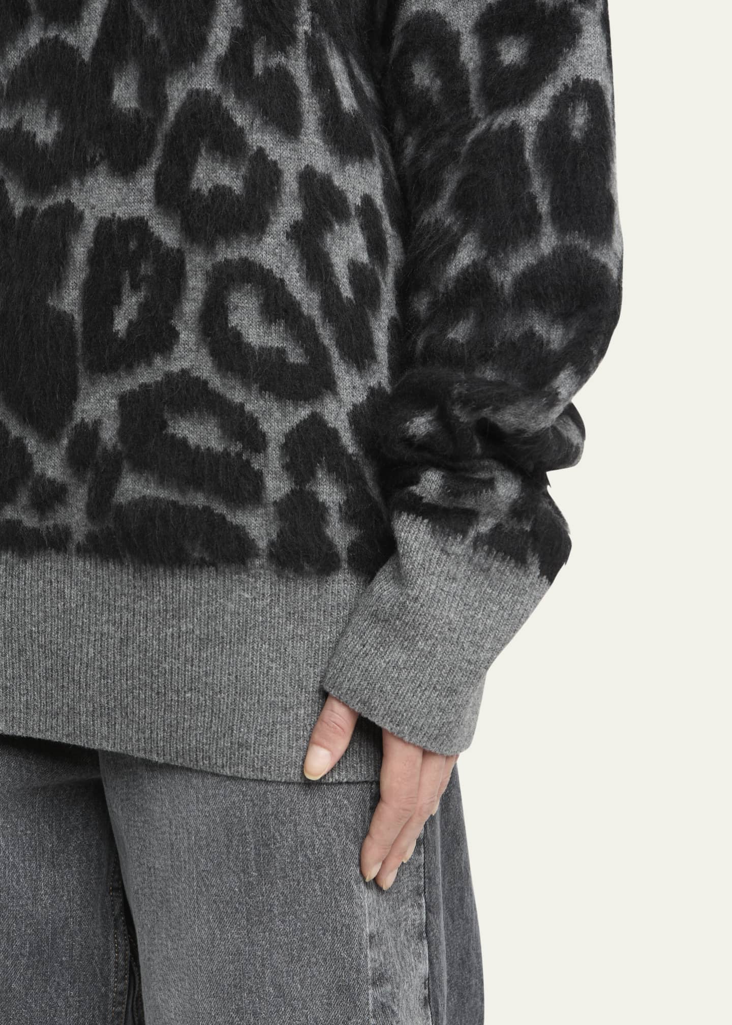 Stella McCartney Leopard Jacquard Oversized Wool Turtleneck