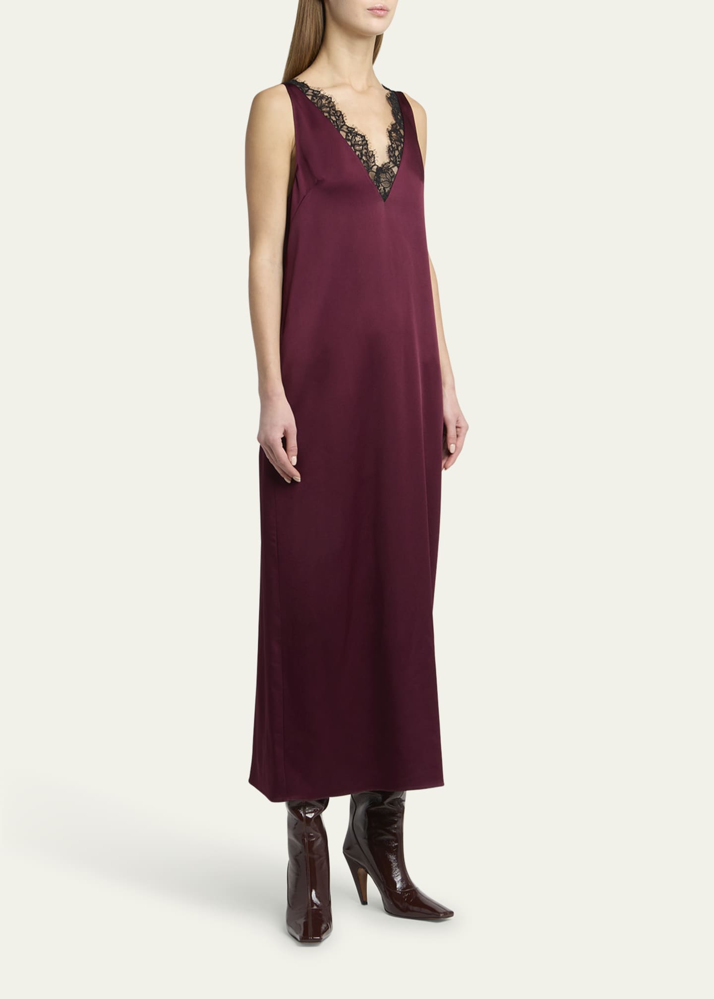 Stella McCartney Lace-Trimmed Satin Slip Dress - Bergdorf