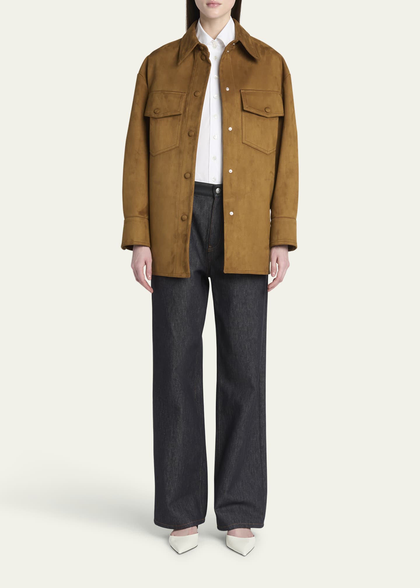 Stella McCartney Long-Sleeve Alter Suede Overshirt Image 2 of 5