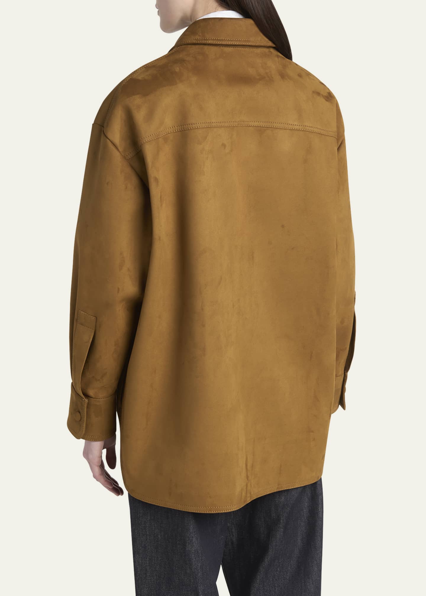 Stella McCartney Long-Sleeve Alter Suede Overshirt Image 3 of 5