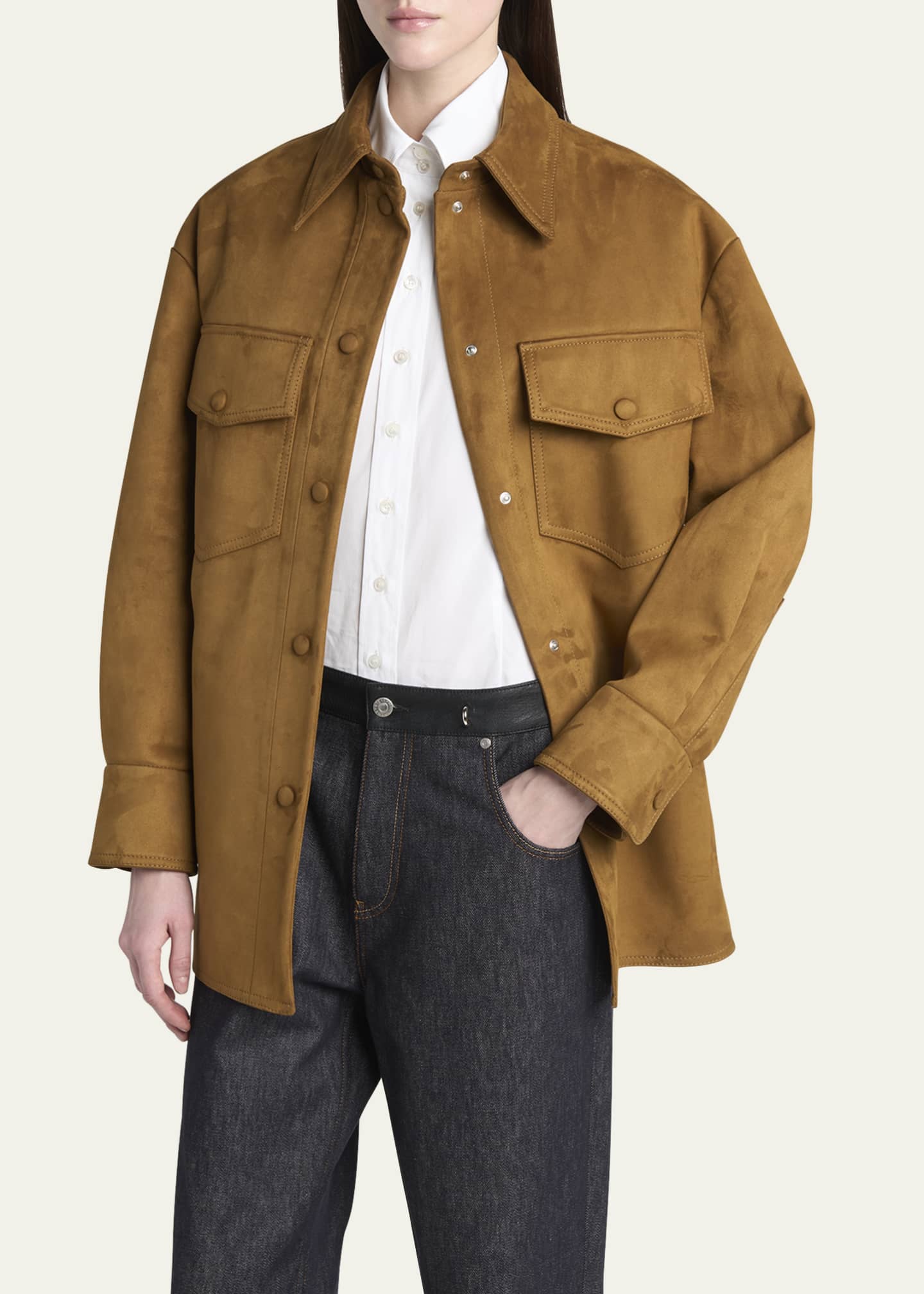 Stella McCartney Long-Sleeve Alter Suede Overshirt Image 4 of 5