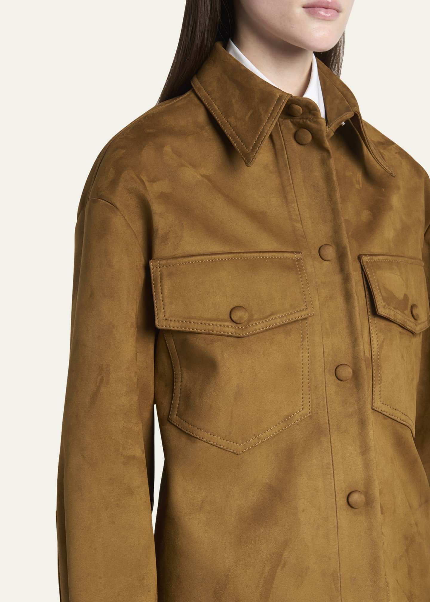 Stella McCartney Long-Sleeve Alter Suede Overshirt Image 5 of 5