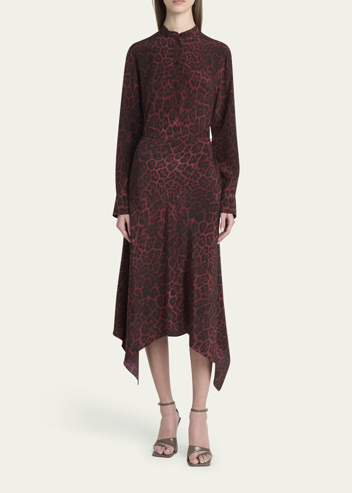 Stella McCartney Leopard Print Asymmetric Silk Skirt Image 2 of 5